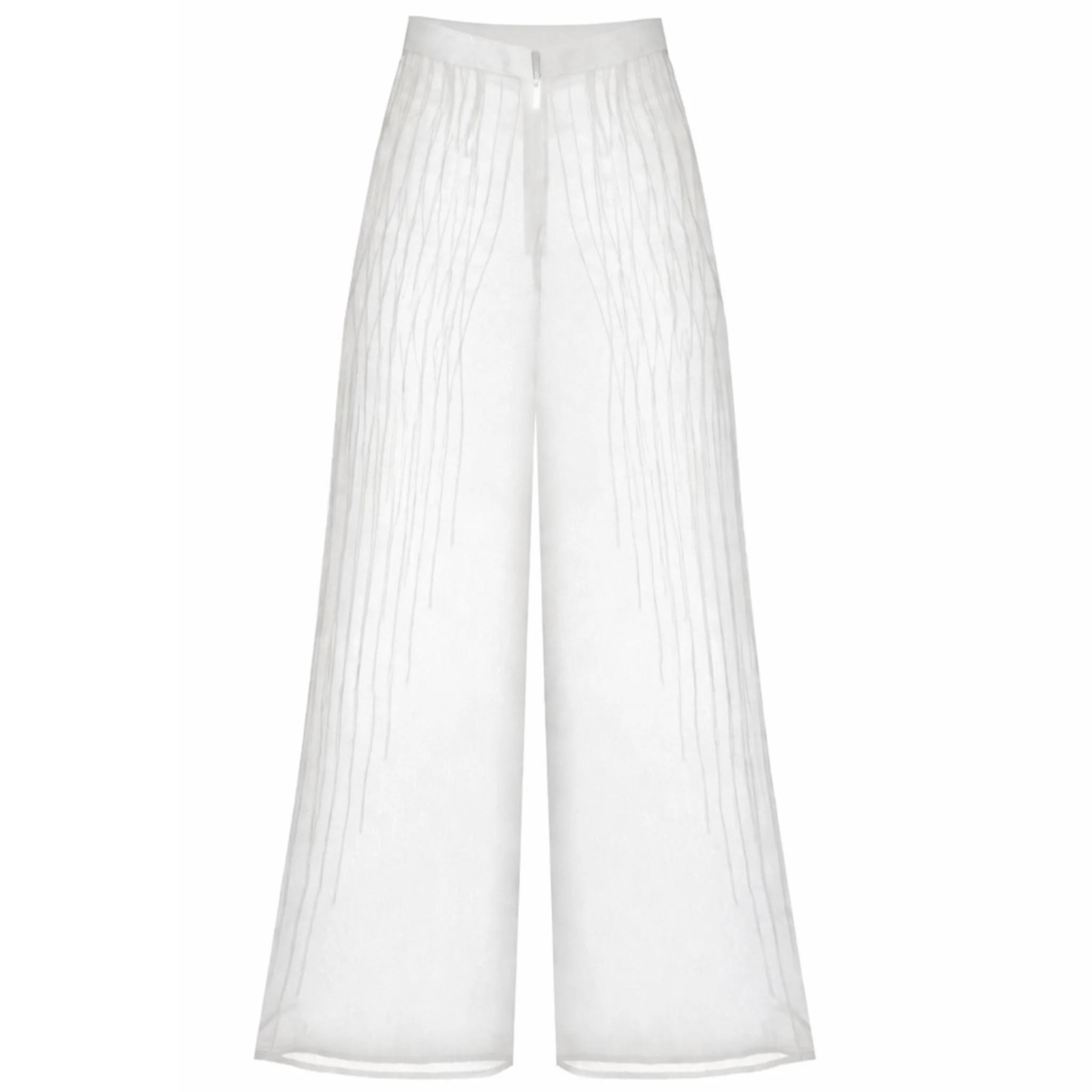 Sheer Pin Tuck Trousers | White