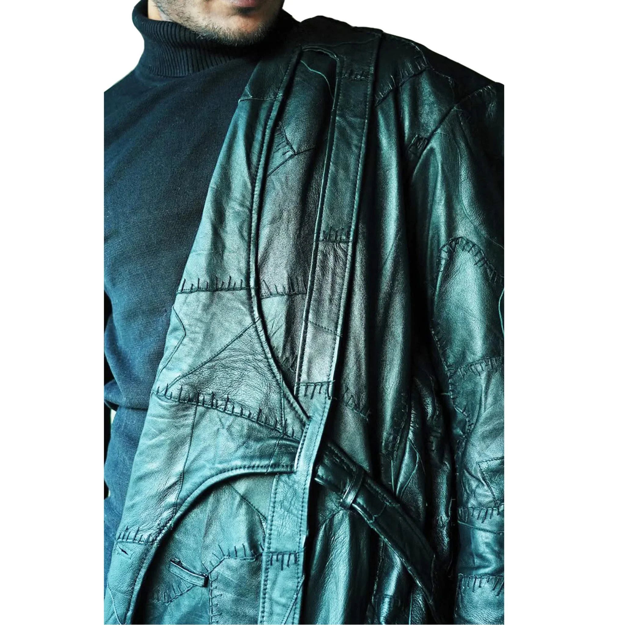 Unisex Genuine Leather Jacket Coat - Image 4