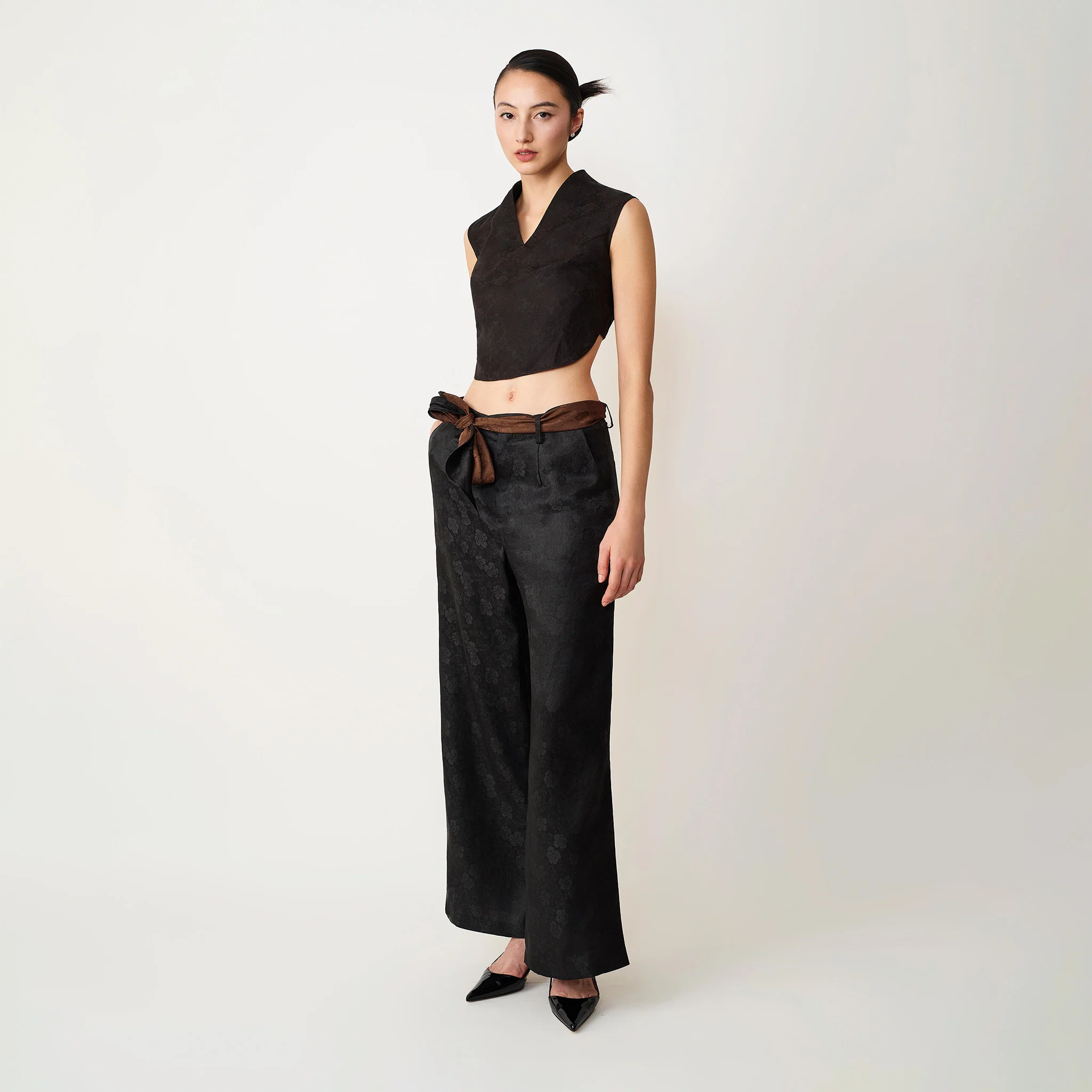 Black Backless Ribbon Top - Image 2