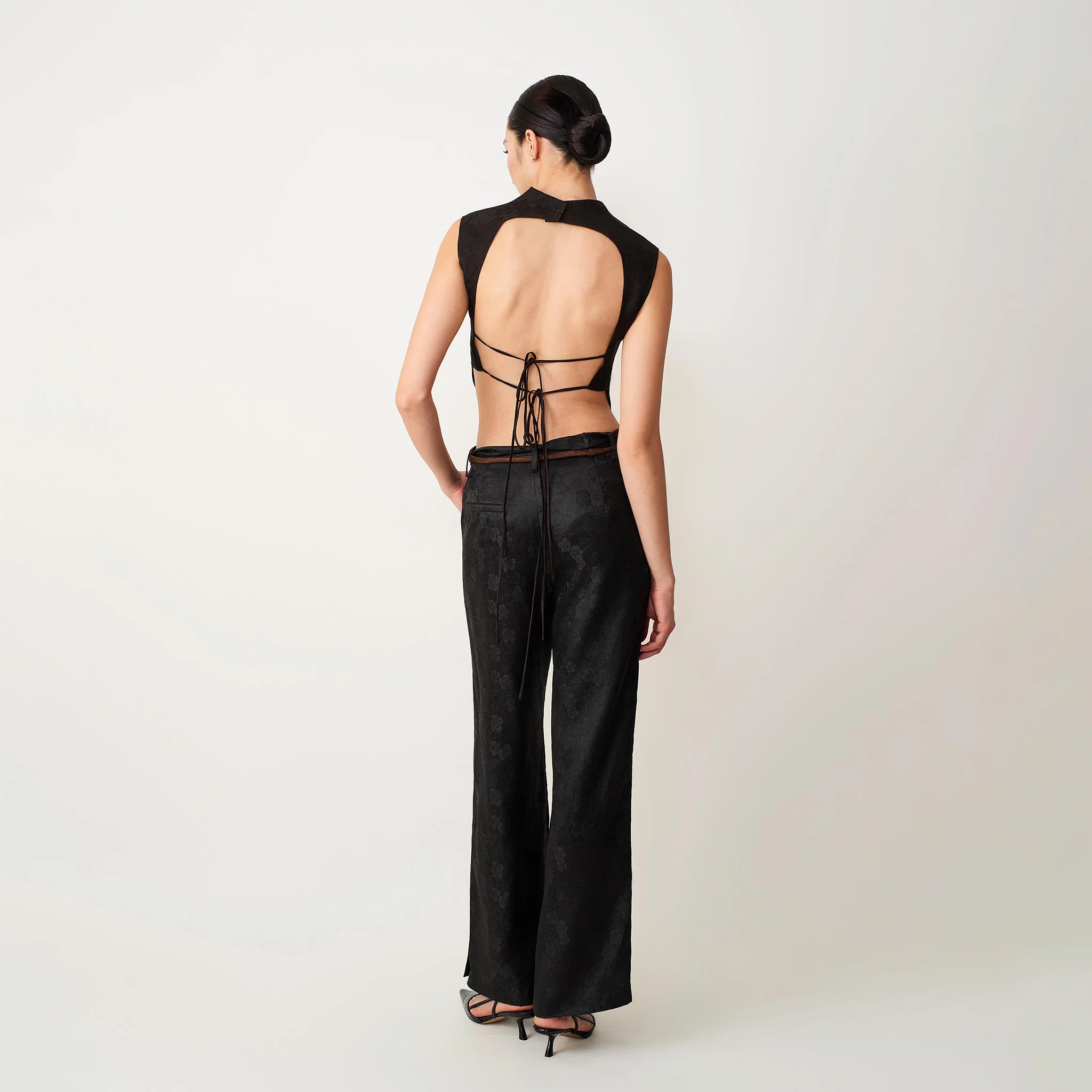 Black Backless Ribbon Top - Image 3