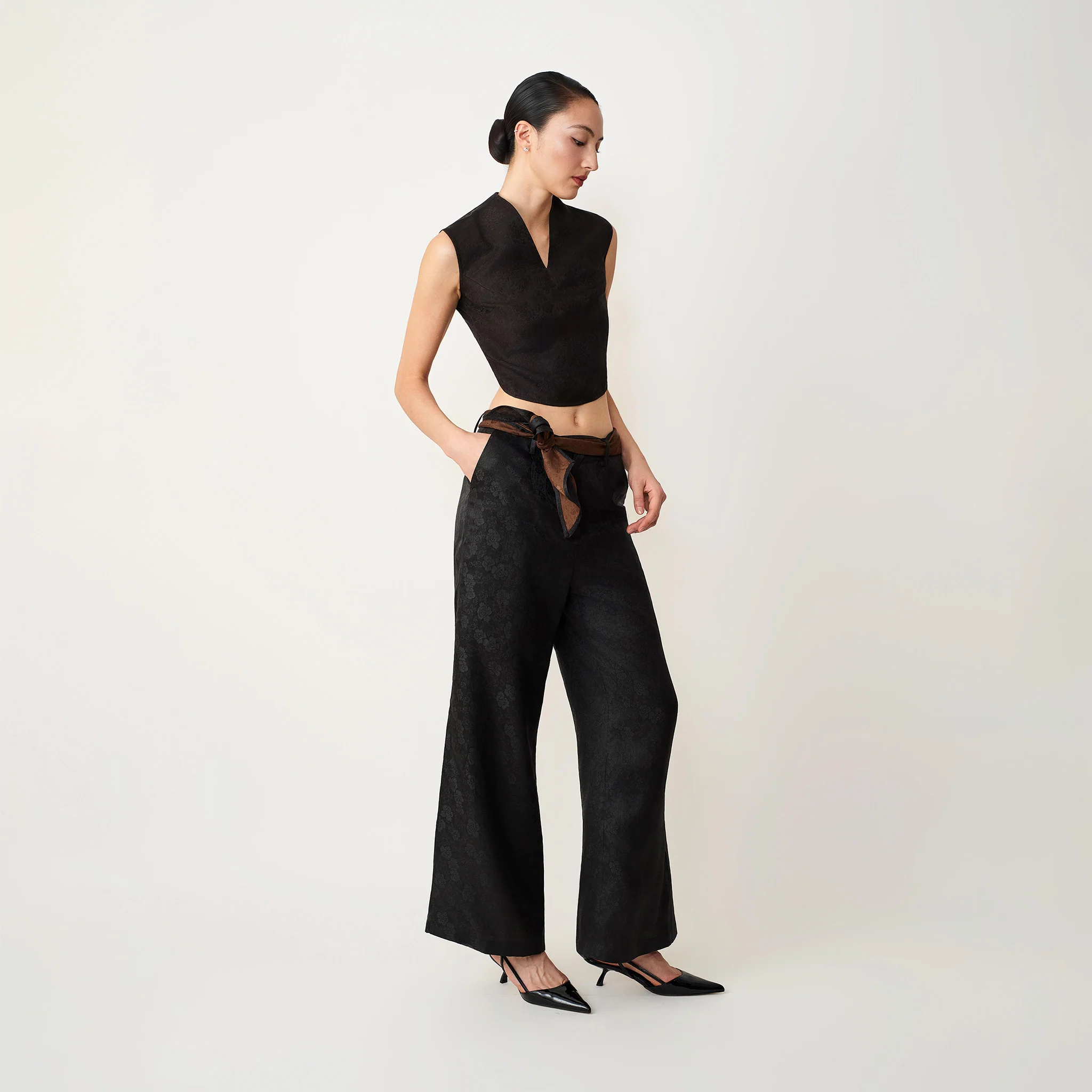 Black Backless Ribbon Top - Image 4