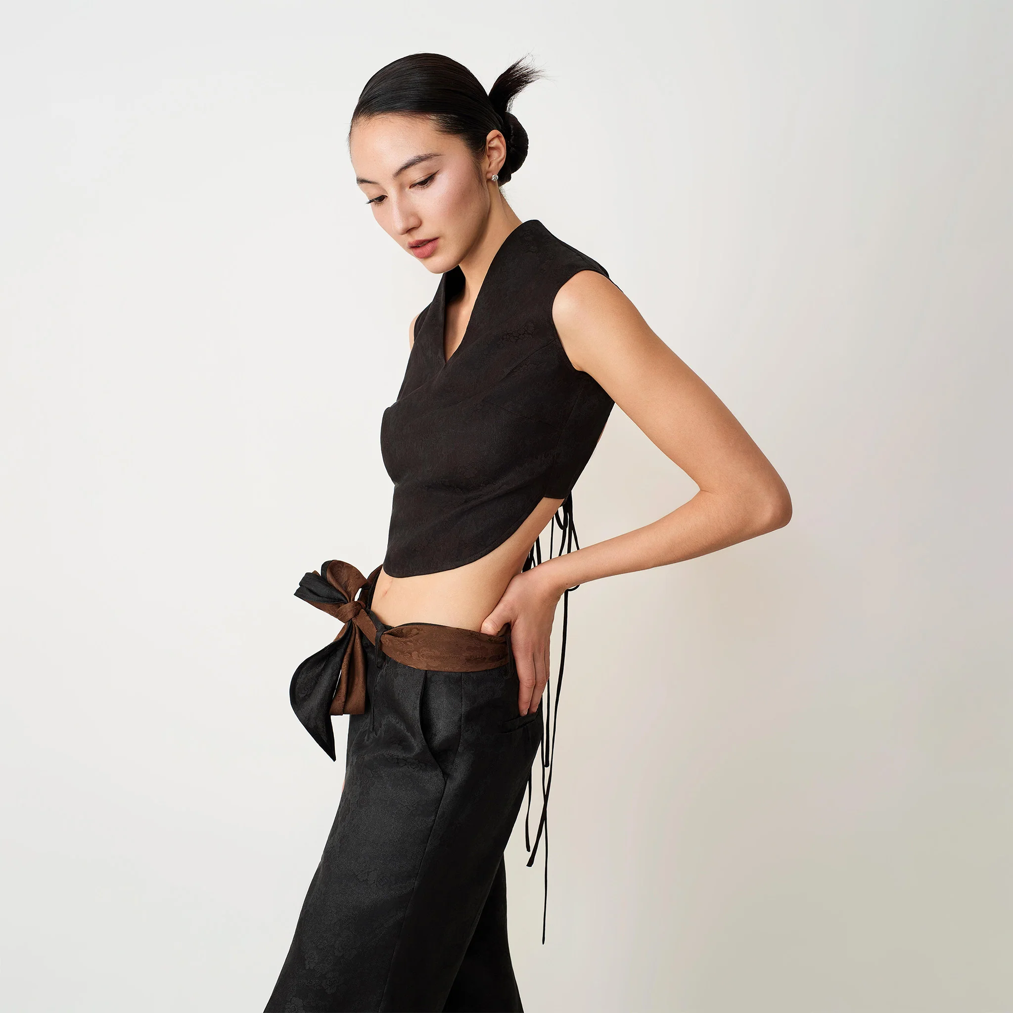 Black Backless Ribbon Top - Image 5