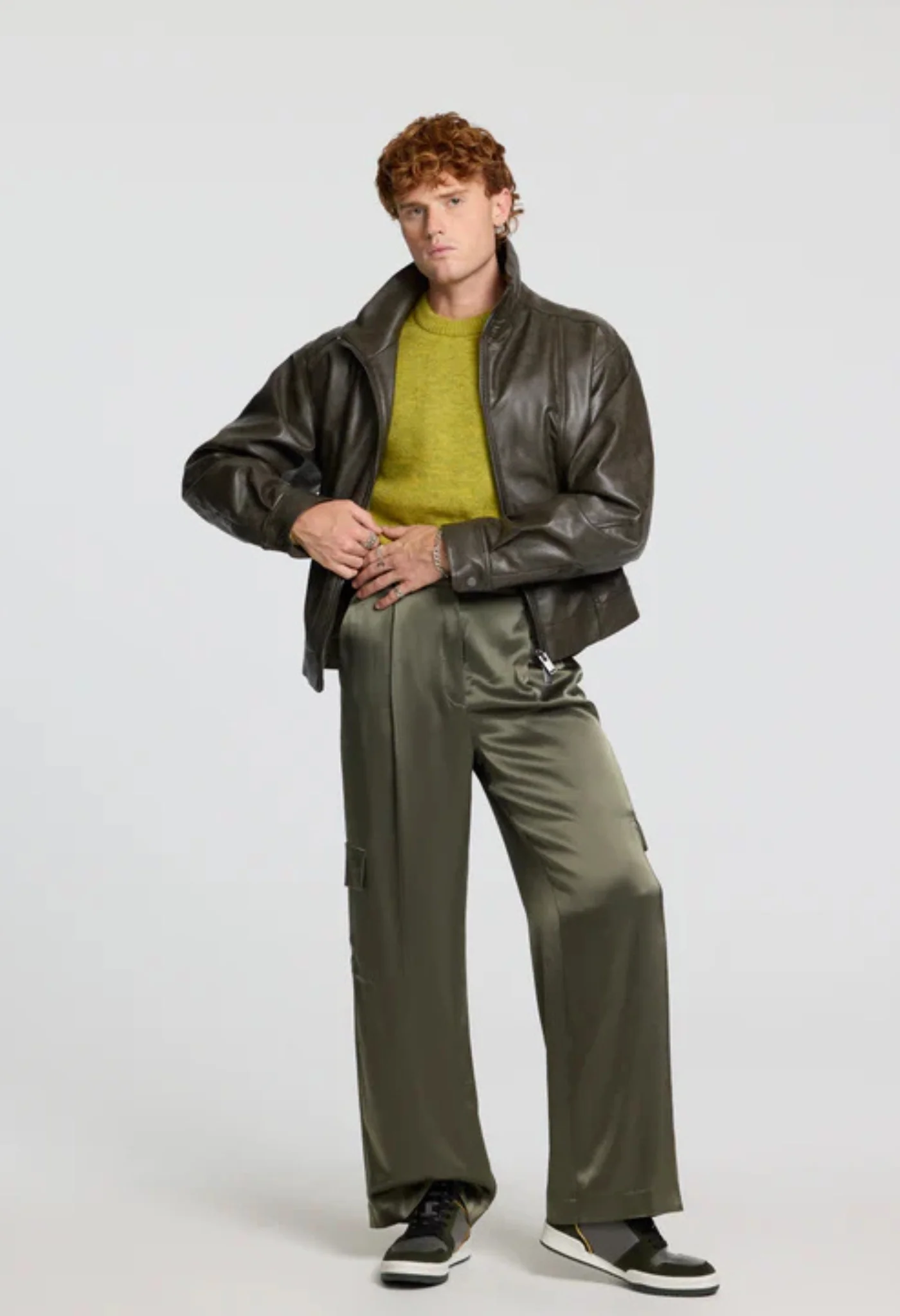 Bounce High-Top Sneakers | Olive Green - Image 8