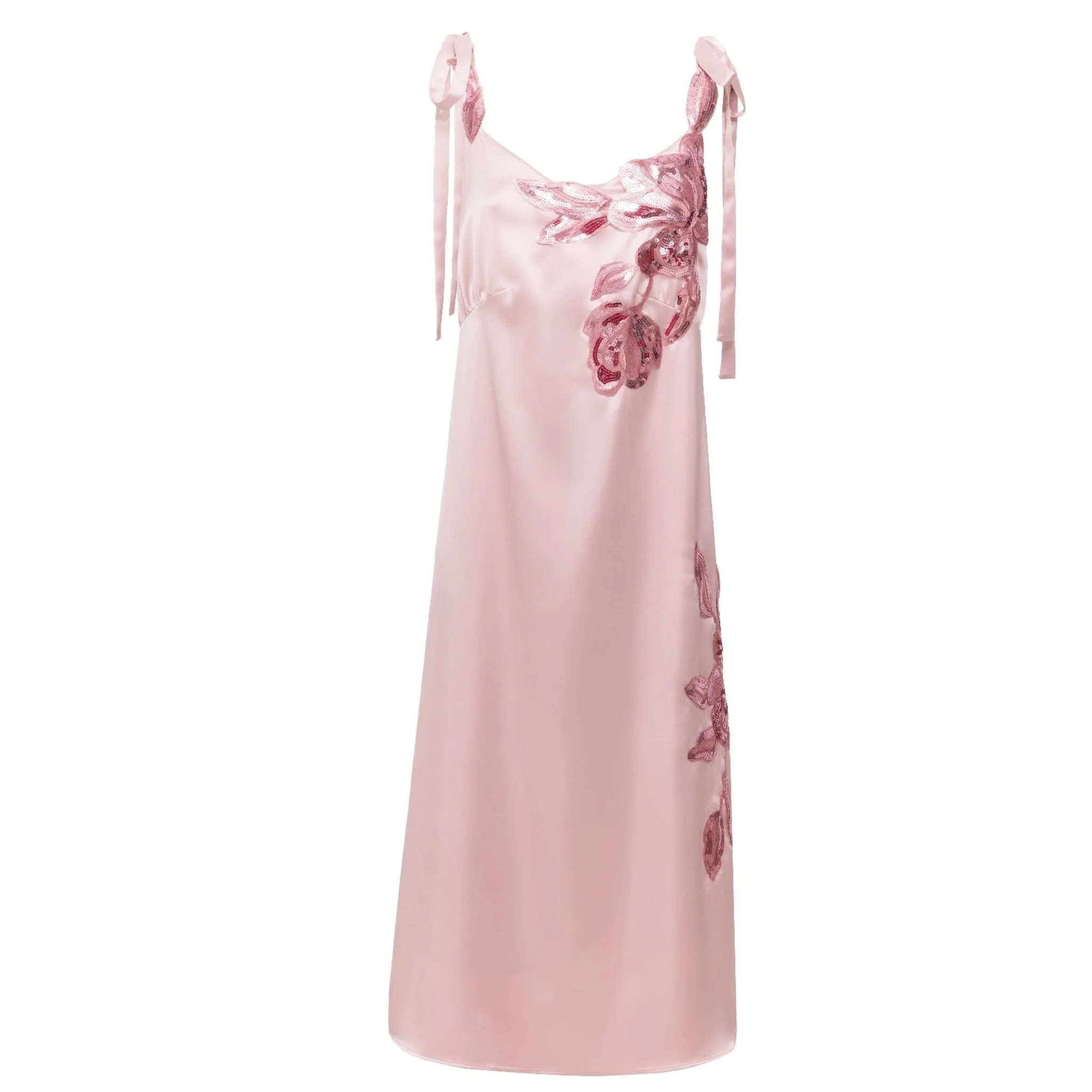 Blush Pink Satin Slip Midi Dress