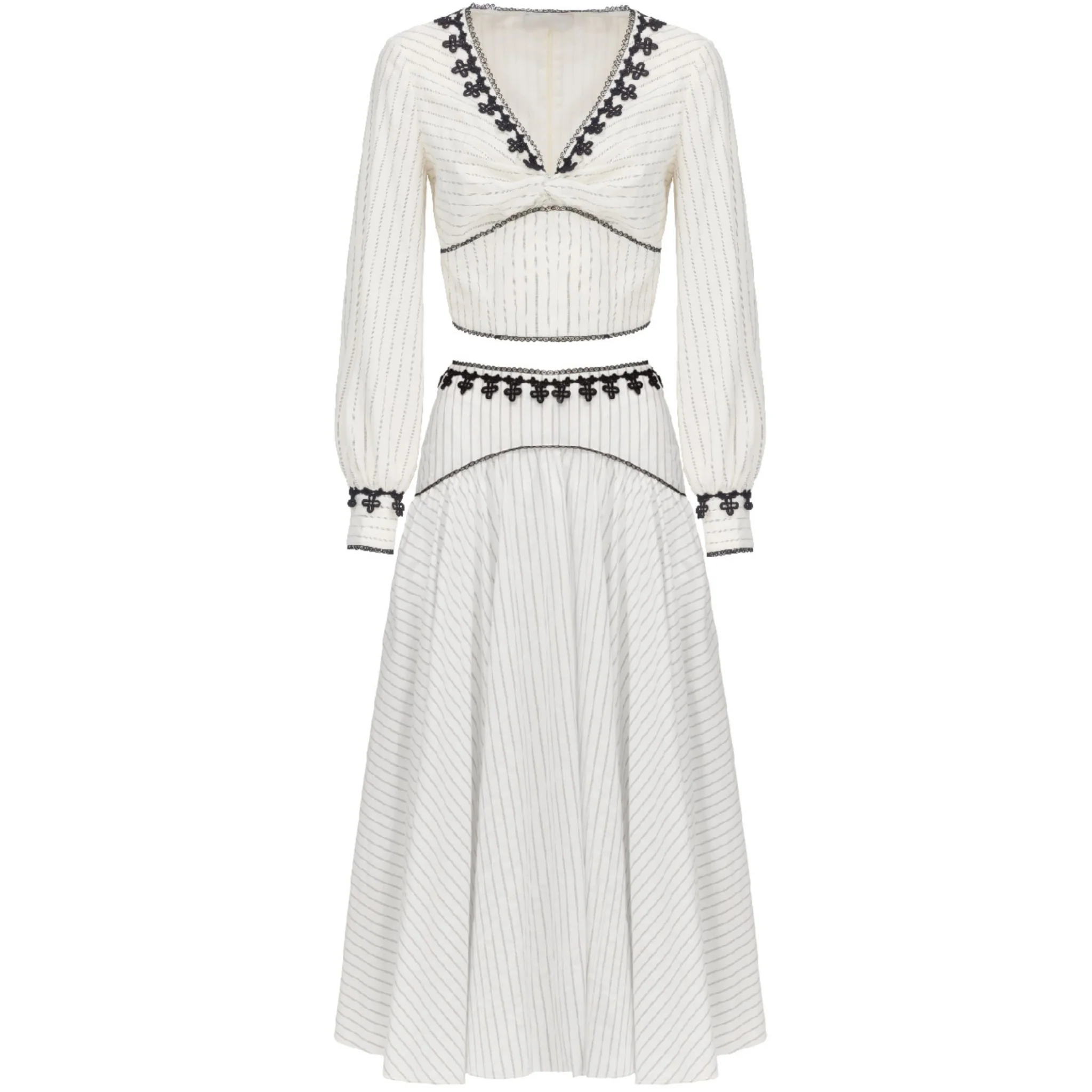 Ivory Pleated Lace Trim Set