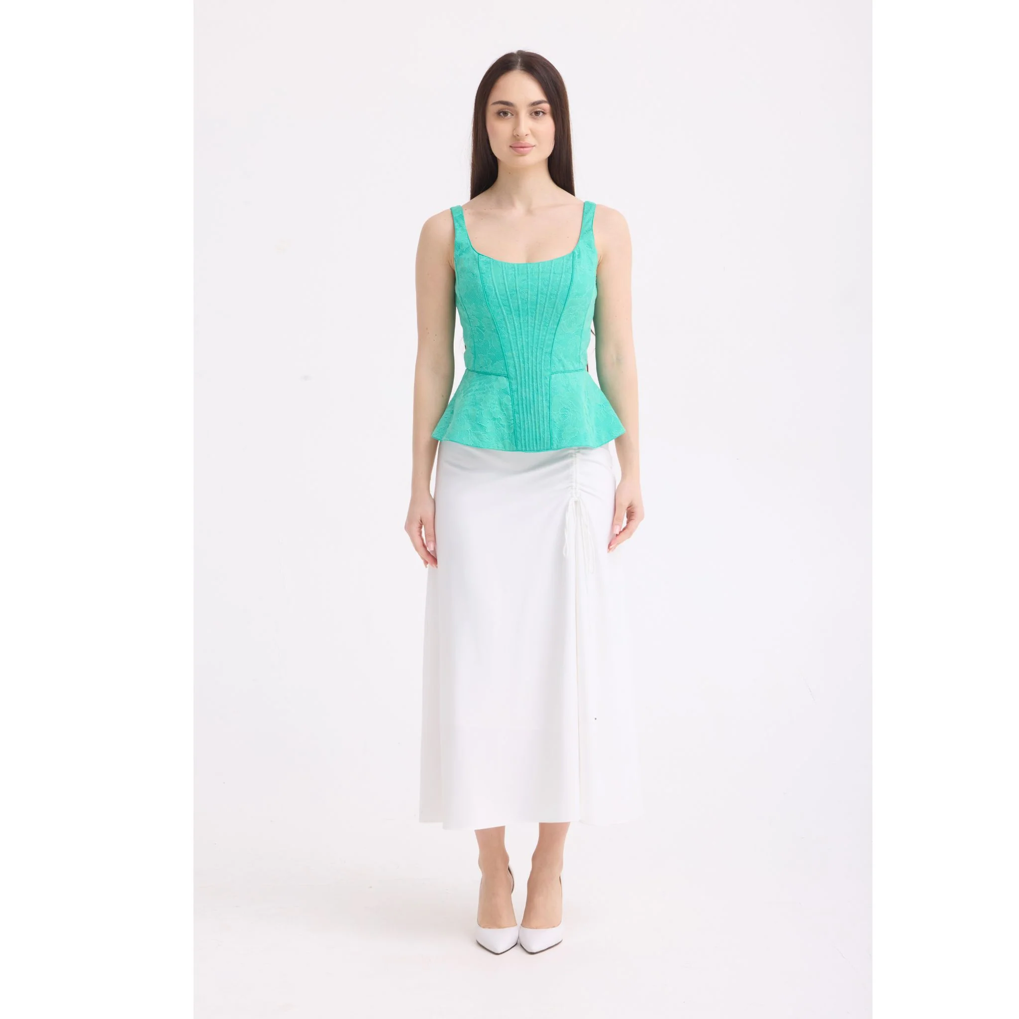 Ivory Ruched Wrap Skirt - Image 2