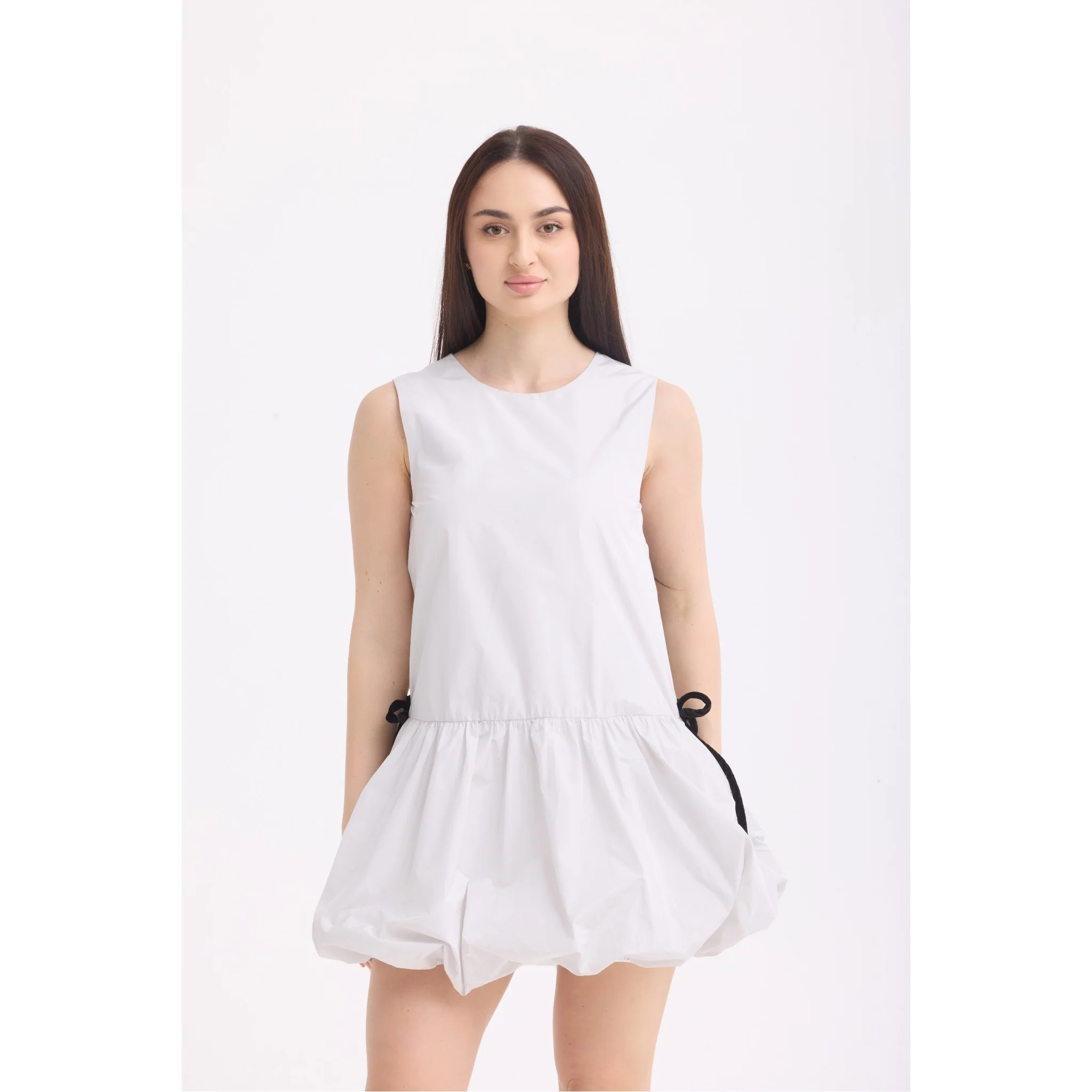 Light Grey Sculptural Bubble Hem Mini Dress - Image 2