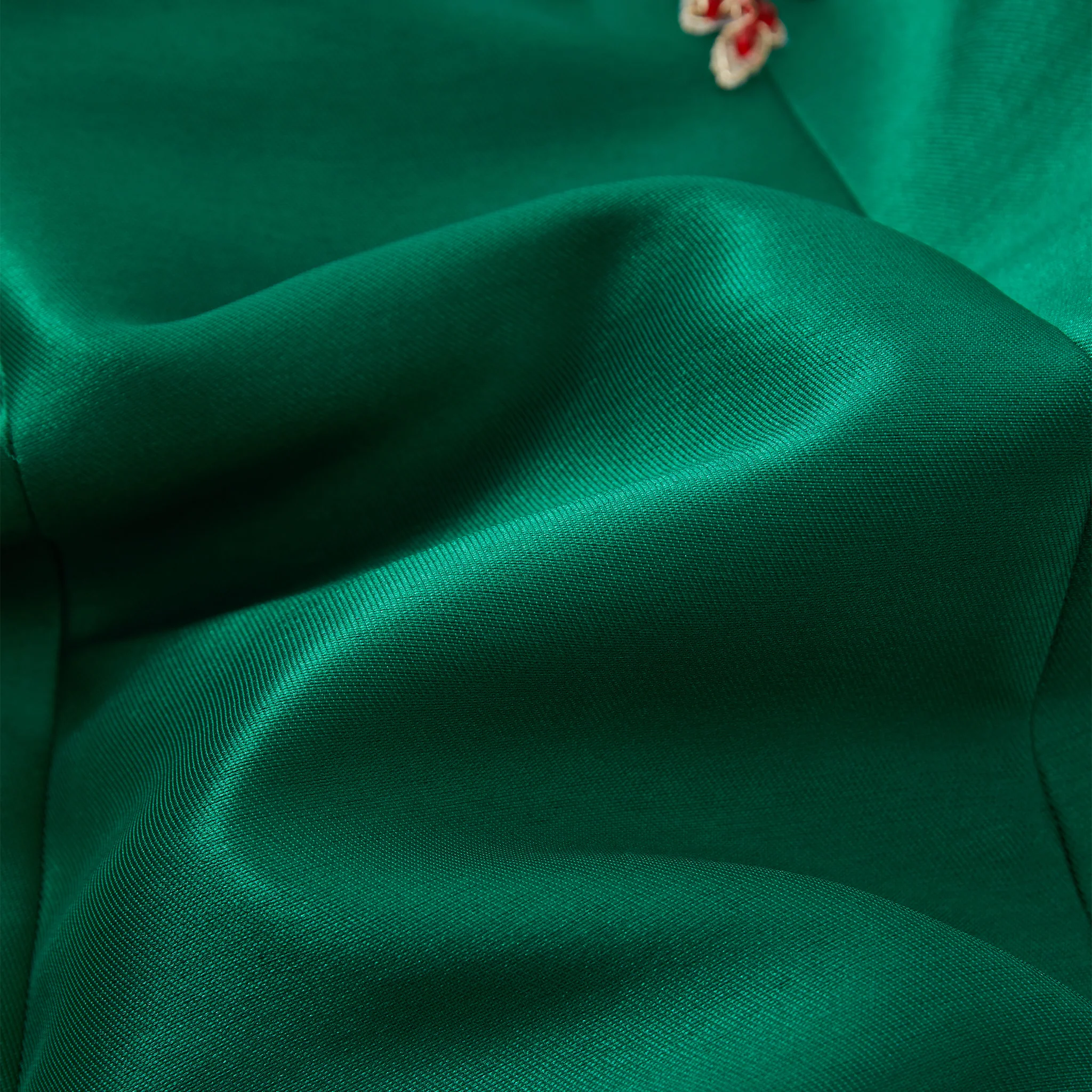 Green Beaded Rose Short Qipao - Image 10