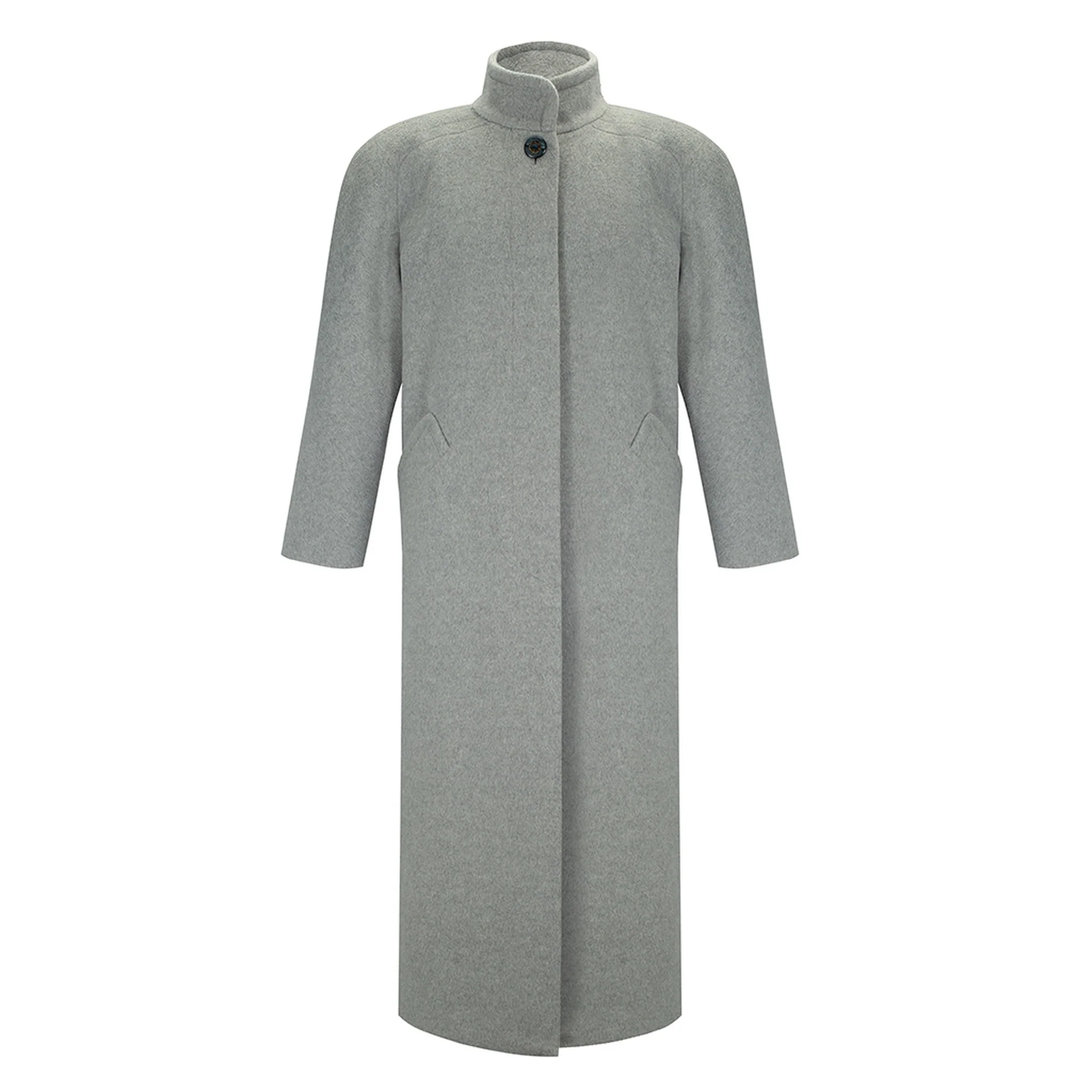 Grey Maxi Coat with Vintage Buttons