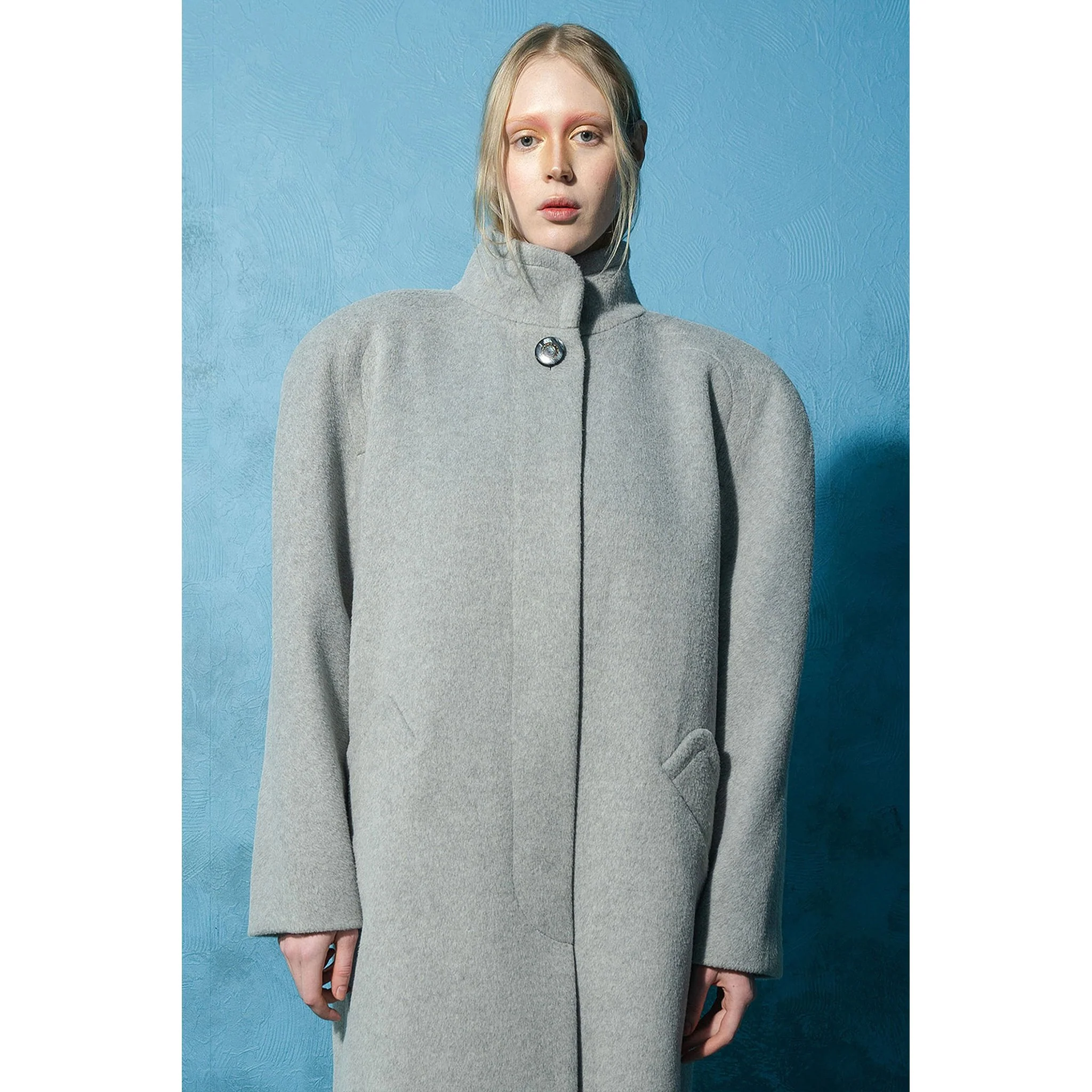 Grey Maxi Coat with Vintage Buttons - Image 3