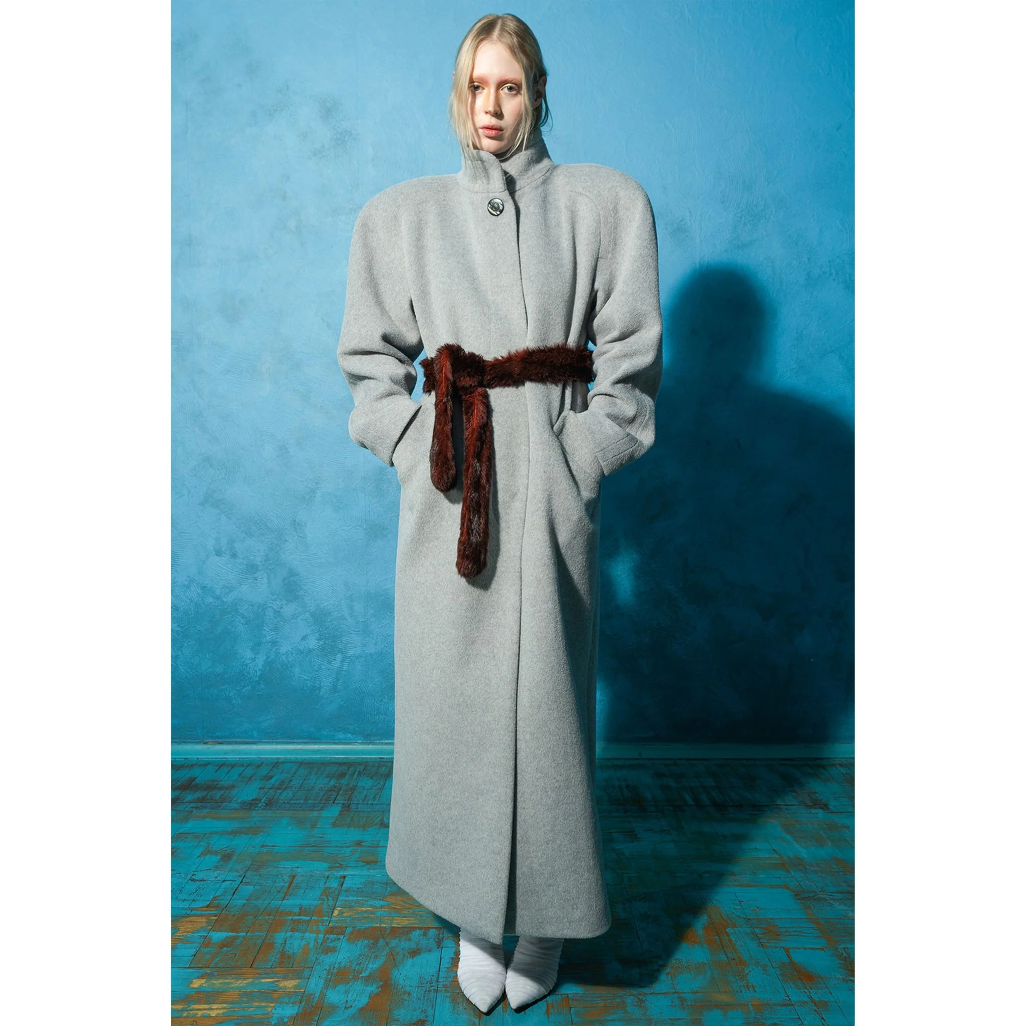Grey Maxi Coat with Vintage Buttons - Image 5