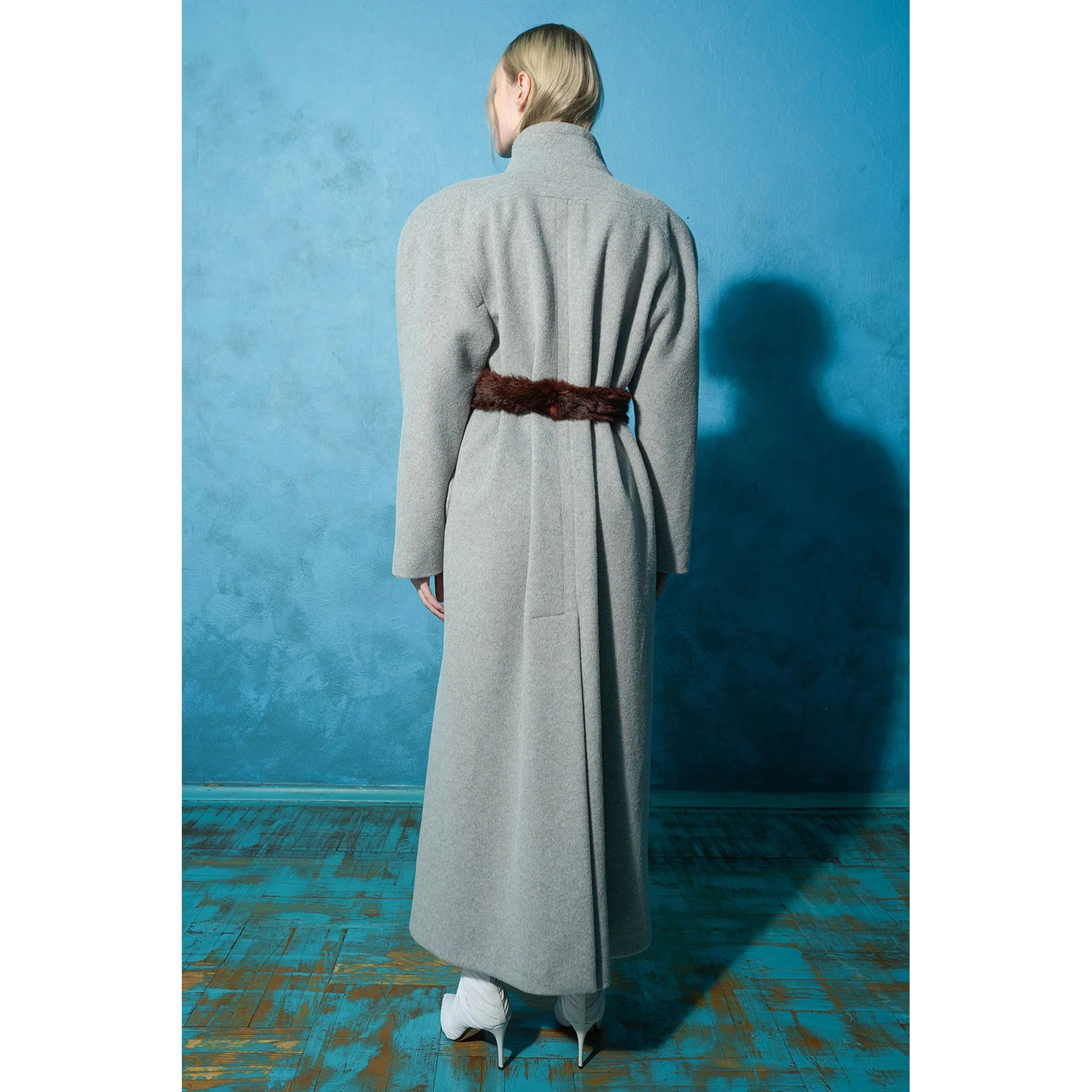 Grey Maxi Coat with Vintage Buttons - Image 6