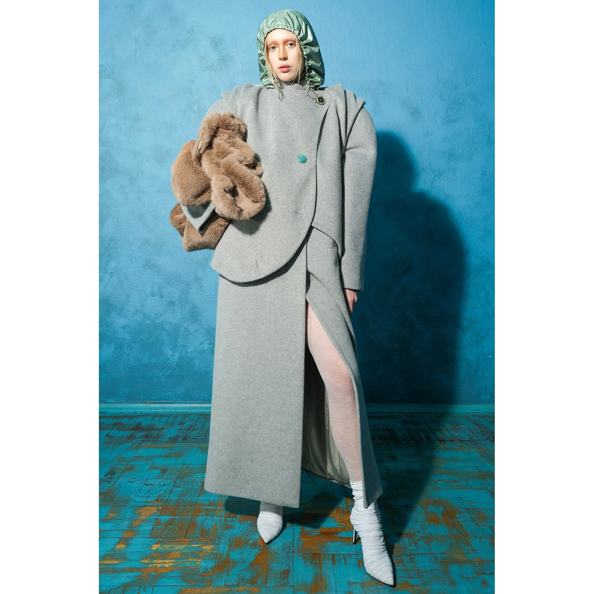Grey “Mythogenesis” Wavy Ruched Vest - Image 4