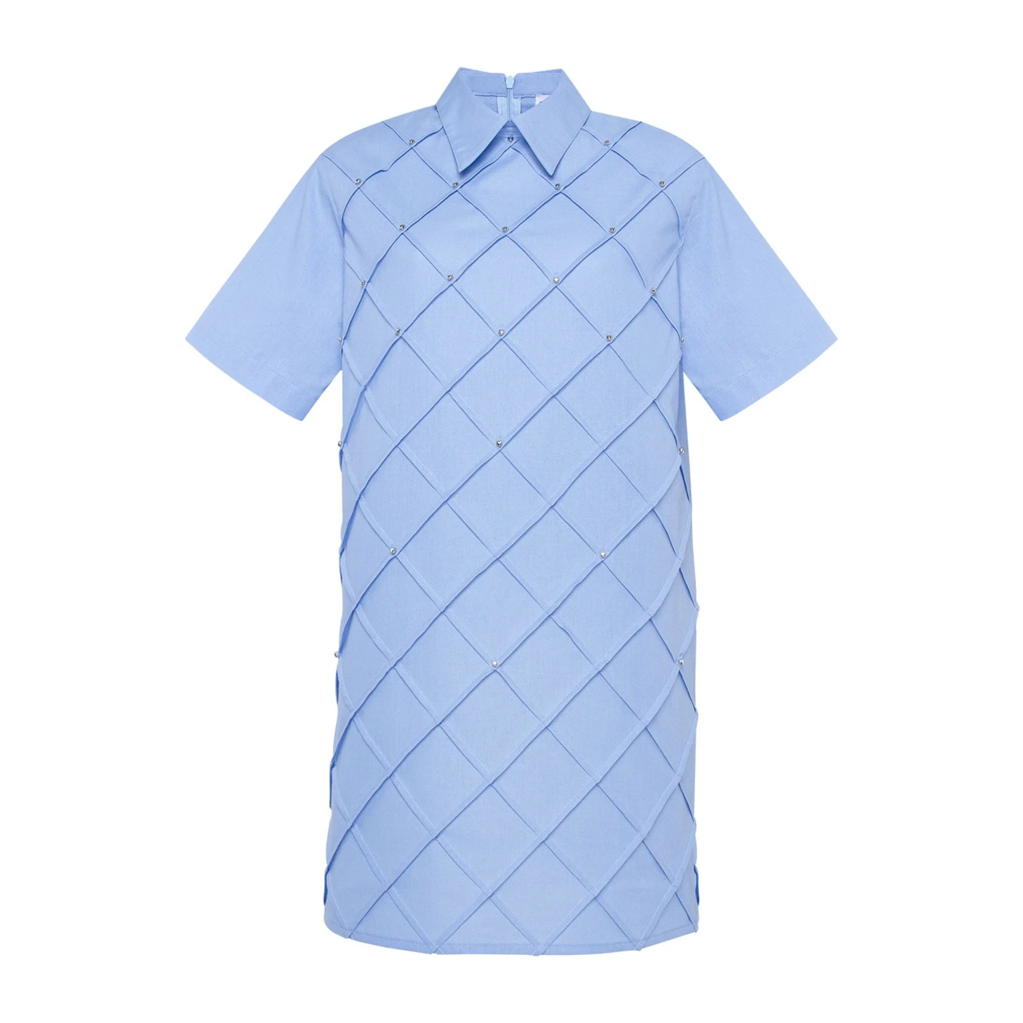 Diamond Grid Shirt Dress | Blue