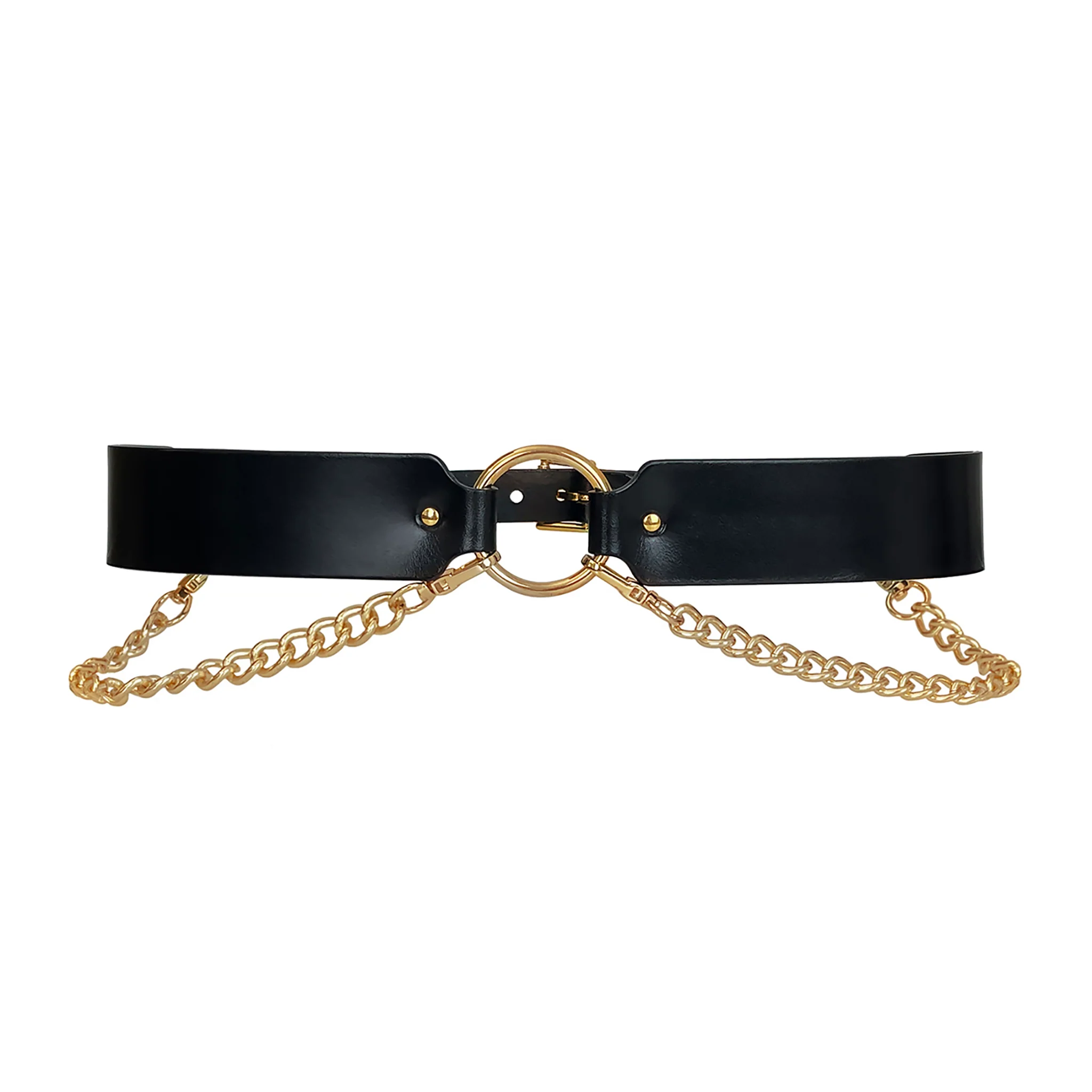 Black Chained Leather Belt