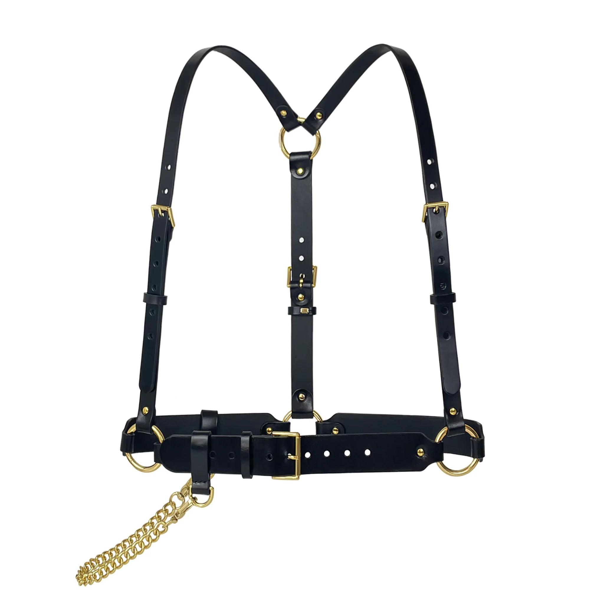 Black Leather Chained Harness