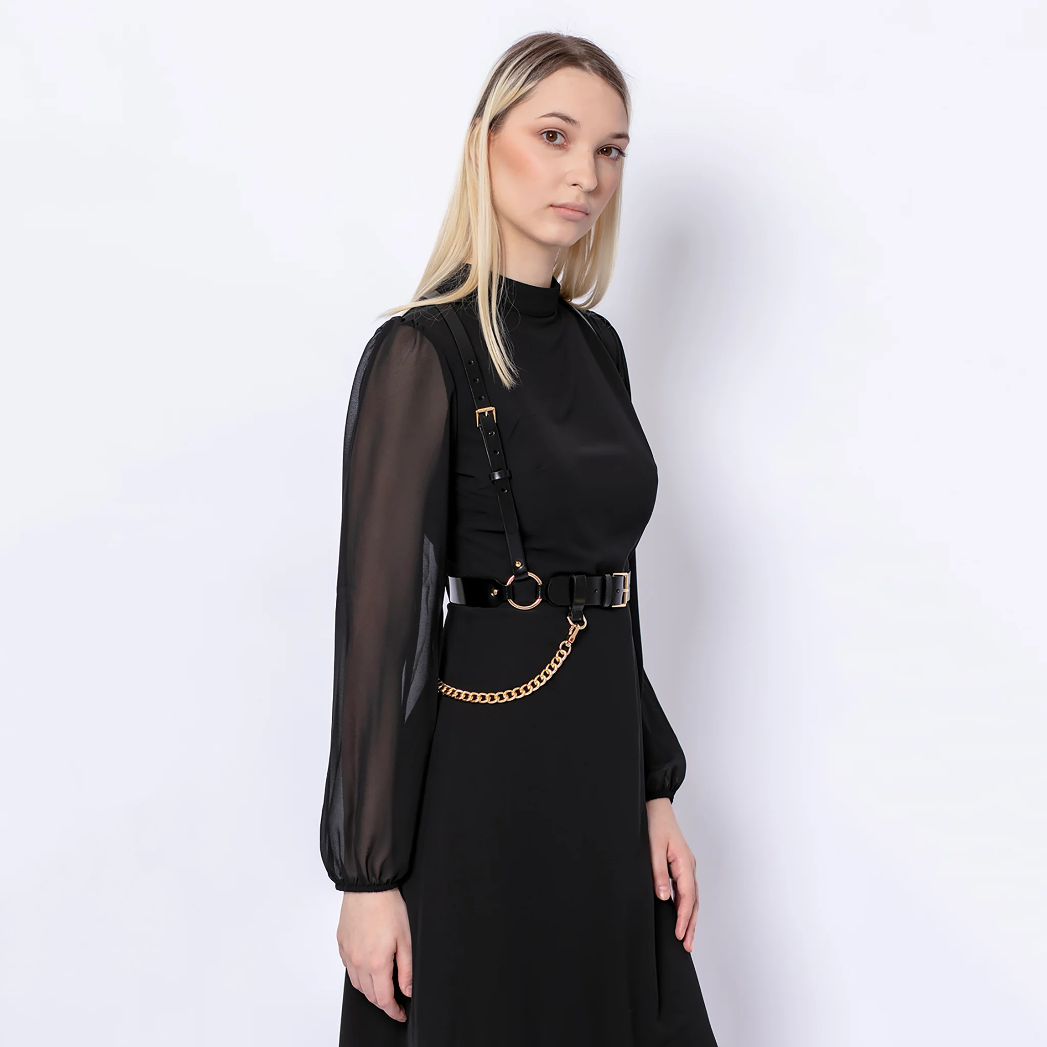 Black Leather Chained Harness - Image 4