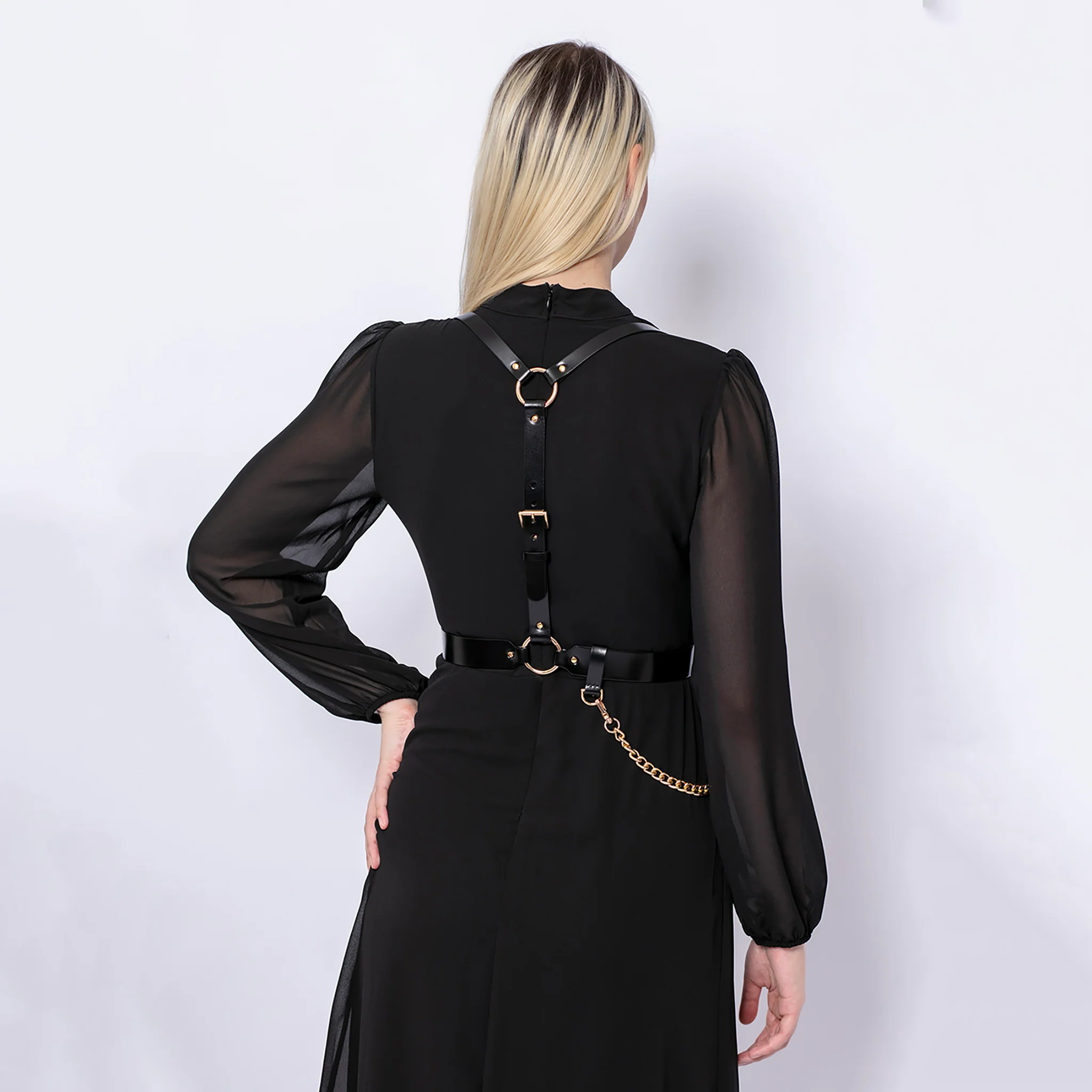 Black Leather Chained Harness - Image 5