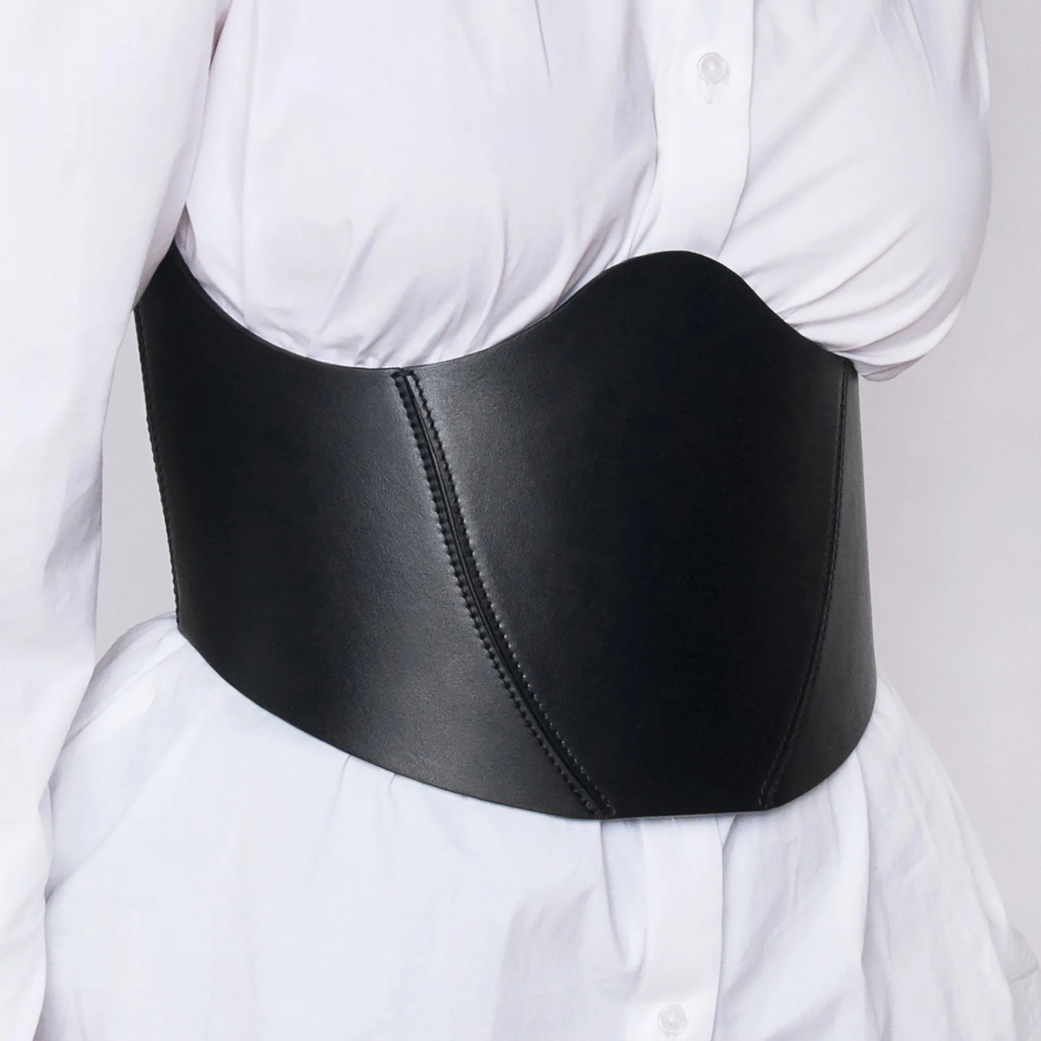 Black Leather Underbust Corset - Image 3