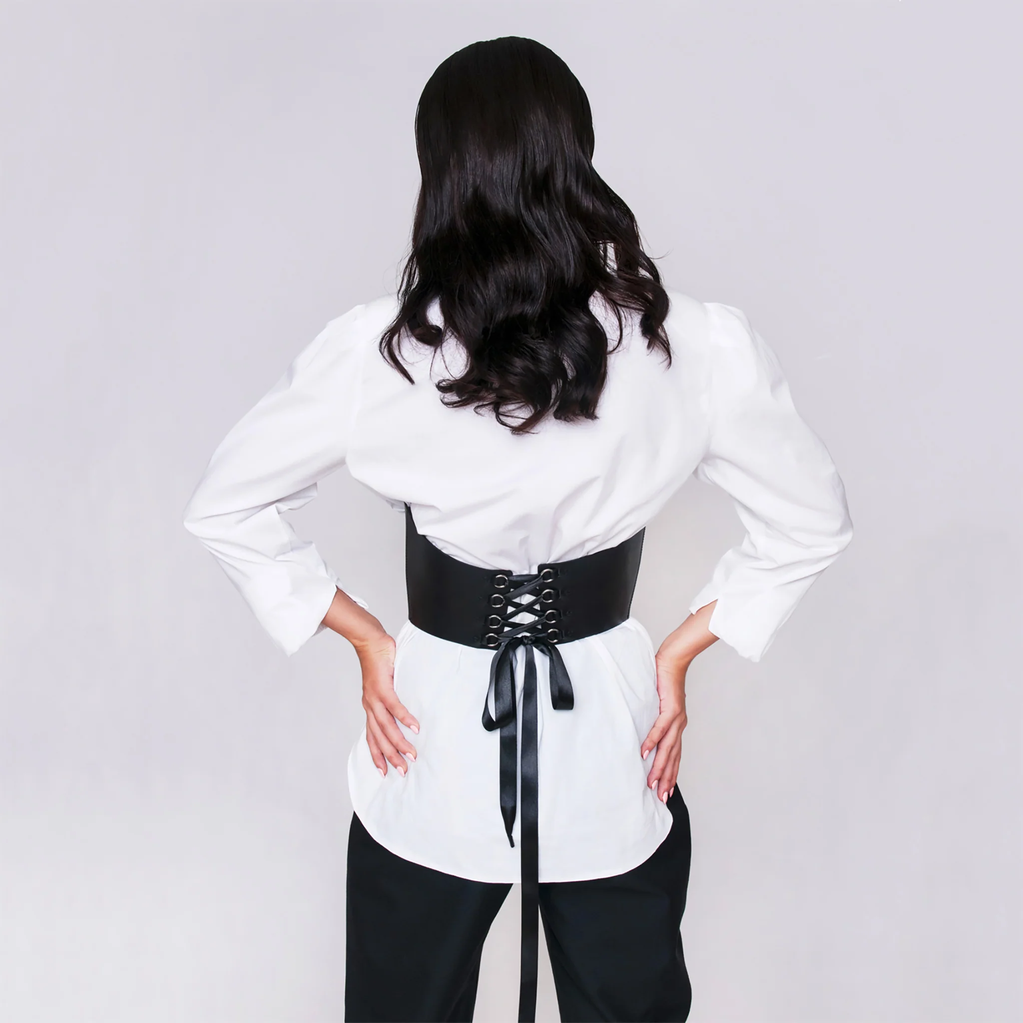 Black Leather Underbust Corset - Image 4