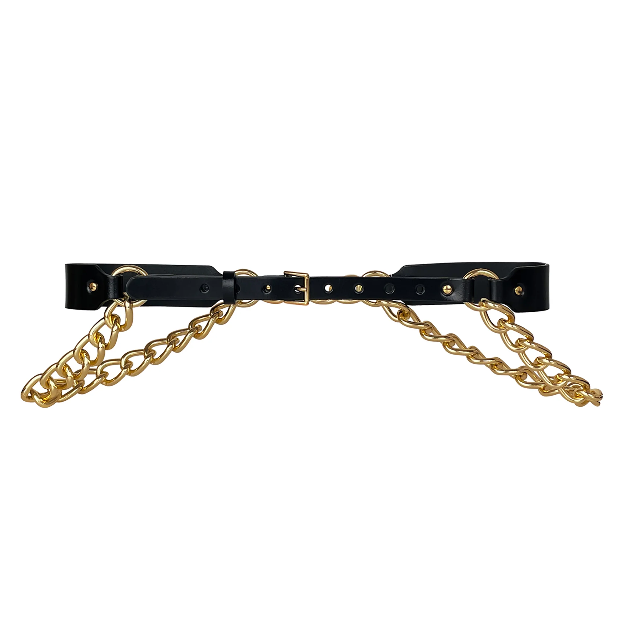 Black Slim Chained Belt