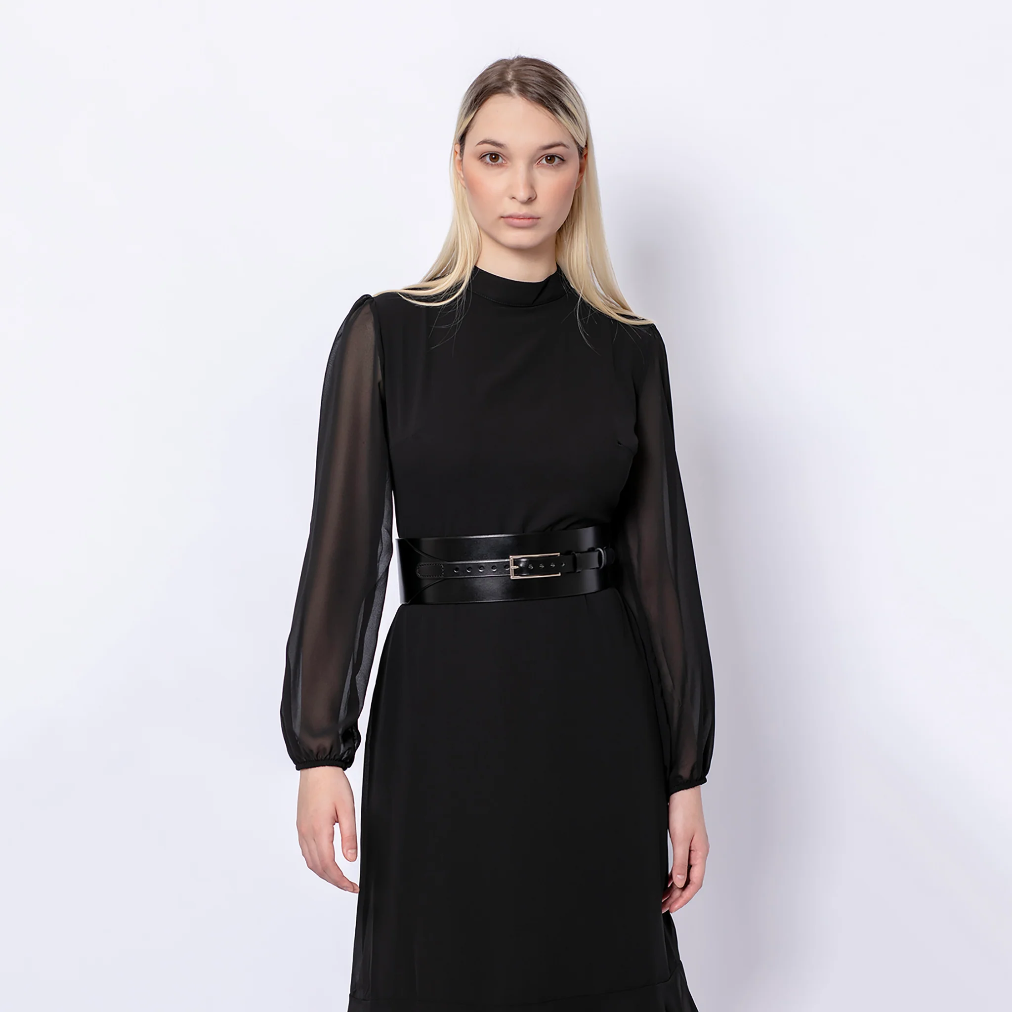 Black Wide Leather Belt - Image 2