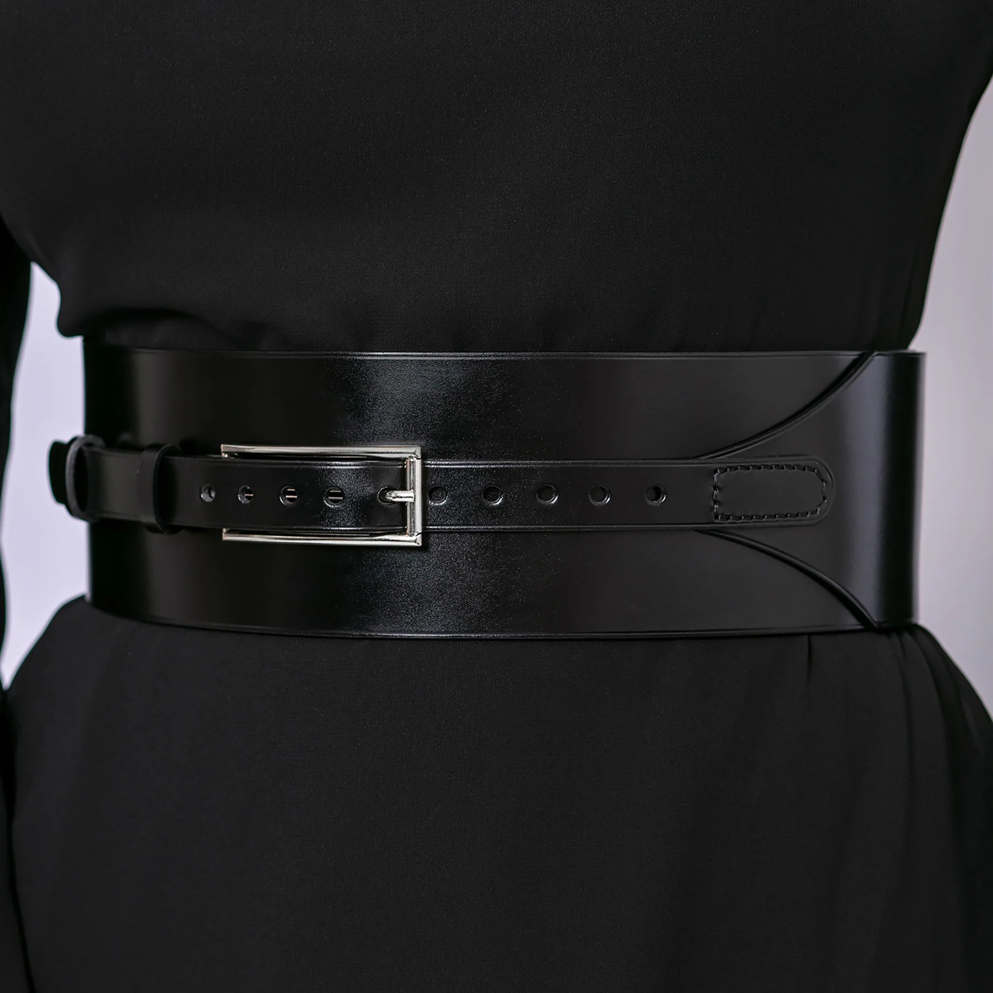 Black Wide Leather Belt - Image 3