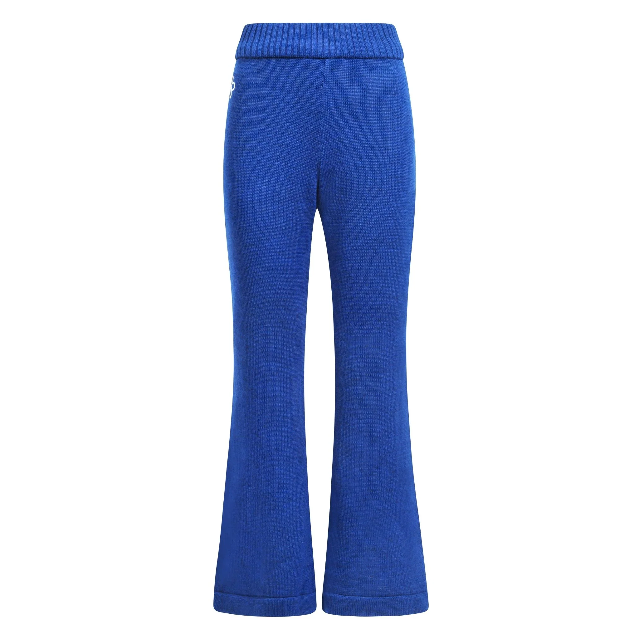 Ivory Merino Wool Flared Knit Pants
