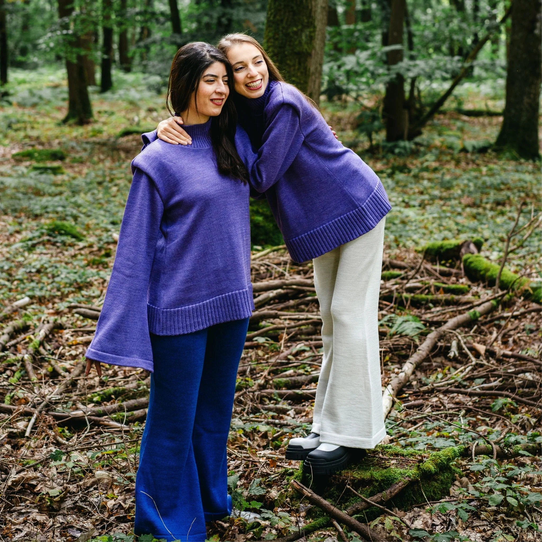 Ivory Merino Wool Flared Knit Pants - Image 3