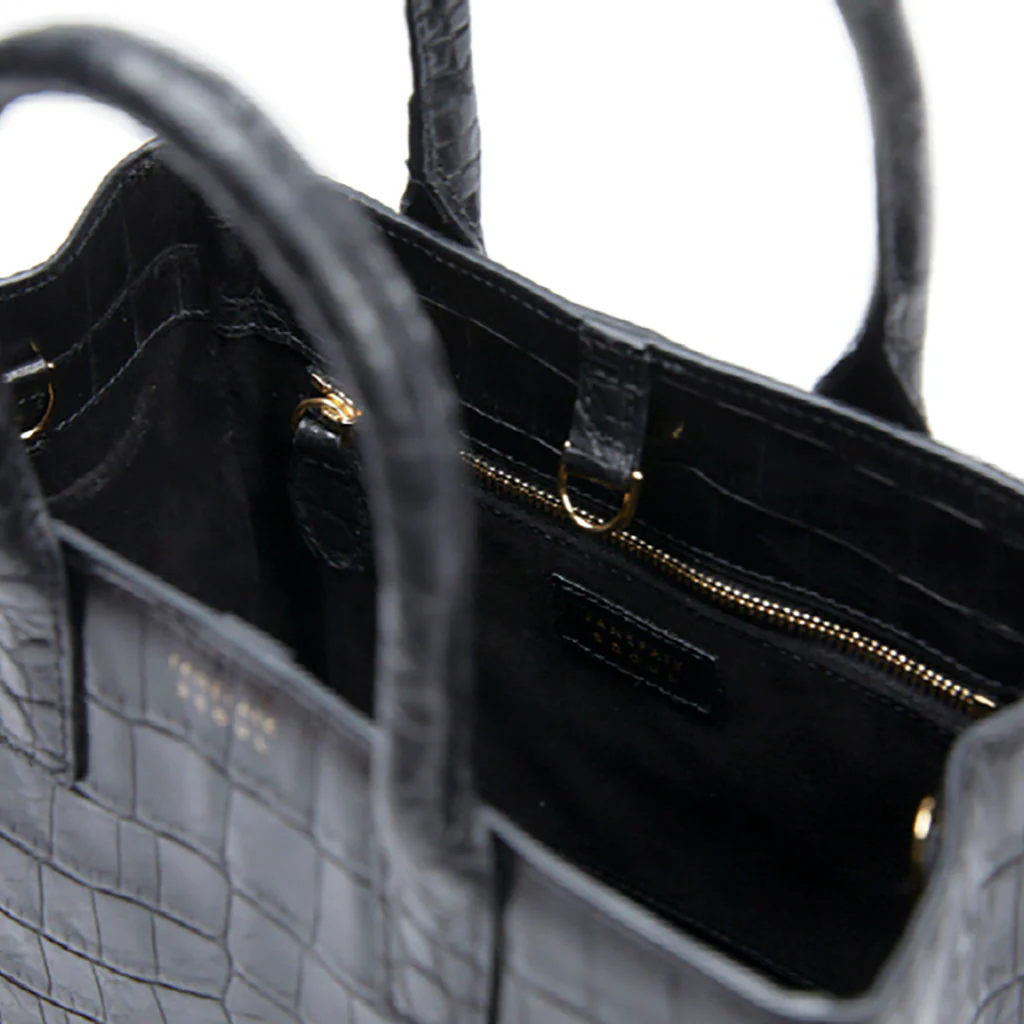 Loui Crocodile-Effect Leather Bag | Black - Image 5