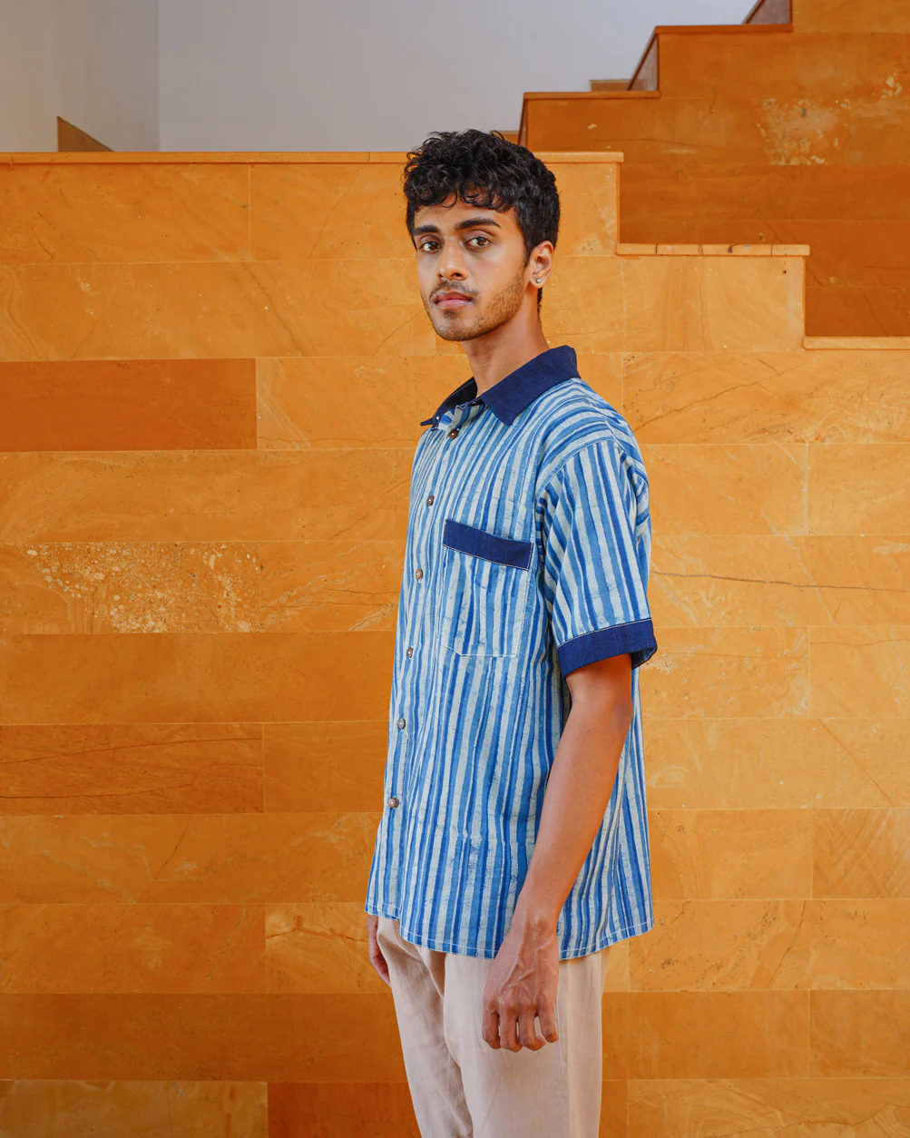 Neel Striped Shirt in Blue Colour and Indigo Signature Elements - Image 2