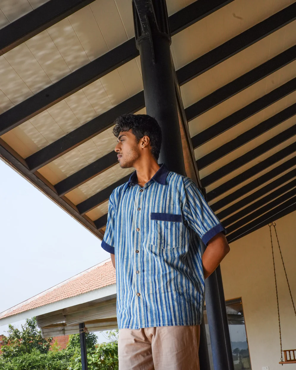 Neel Striped Shirt in Blue Colour and Indigo Signature Elements - Image 3