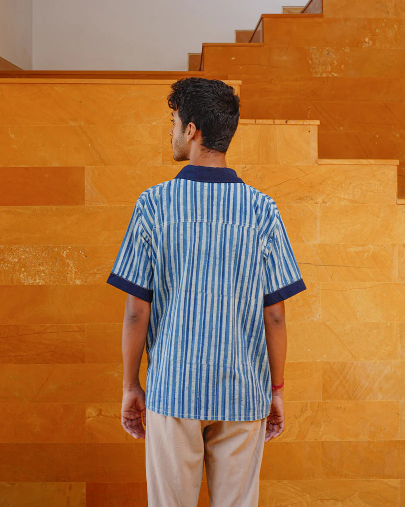 Neel Striped Shirt in Blue Colour and Indigo Signature Elements - Image 4