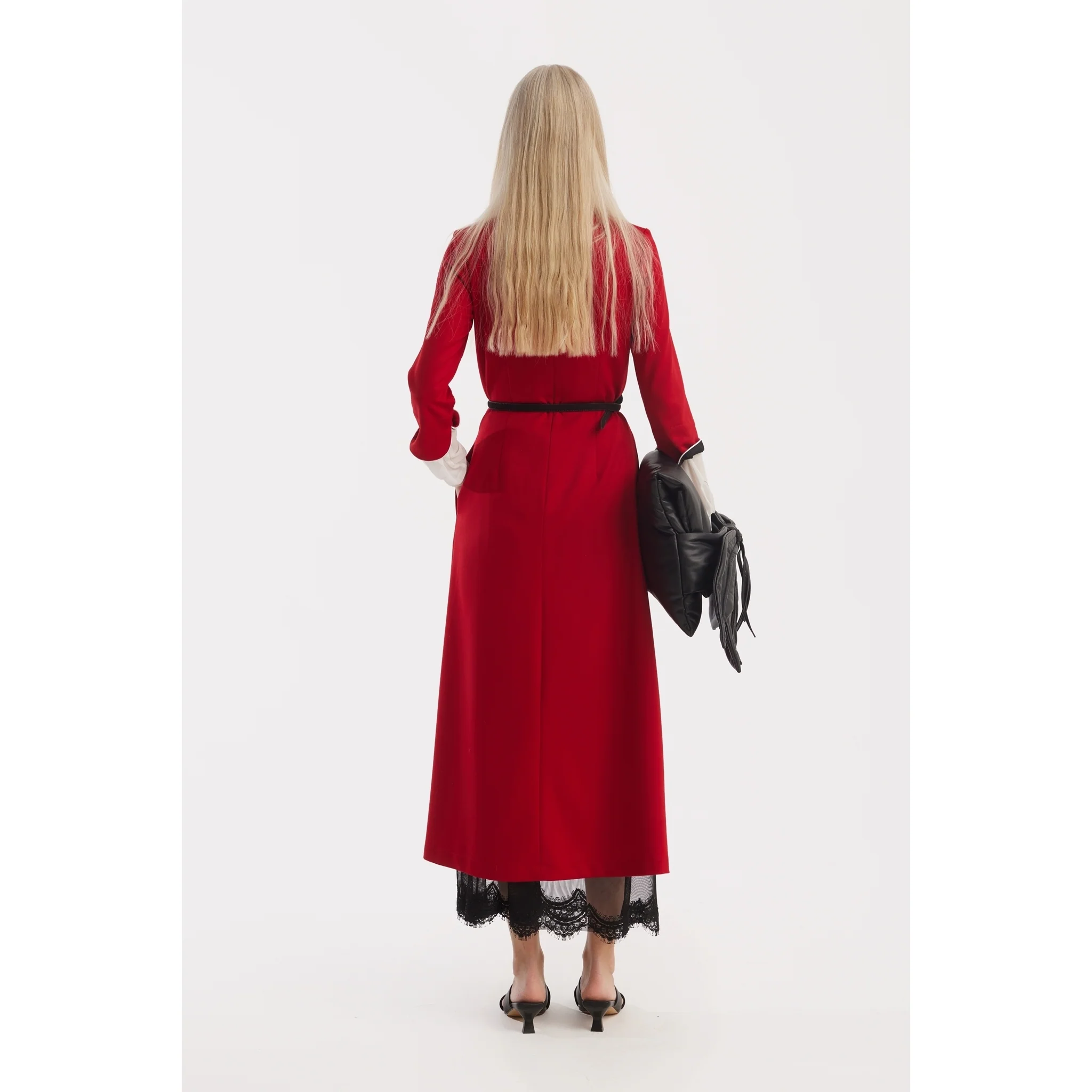 Art-Inspired Semi-Fitted Three-Quarter Sleeves Dress - Red - Image 6