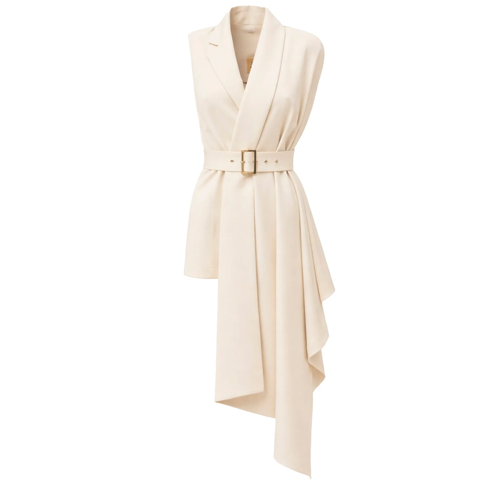 Asymmetrical Sleeveless Blazer - Ecru