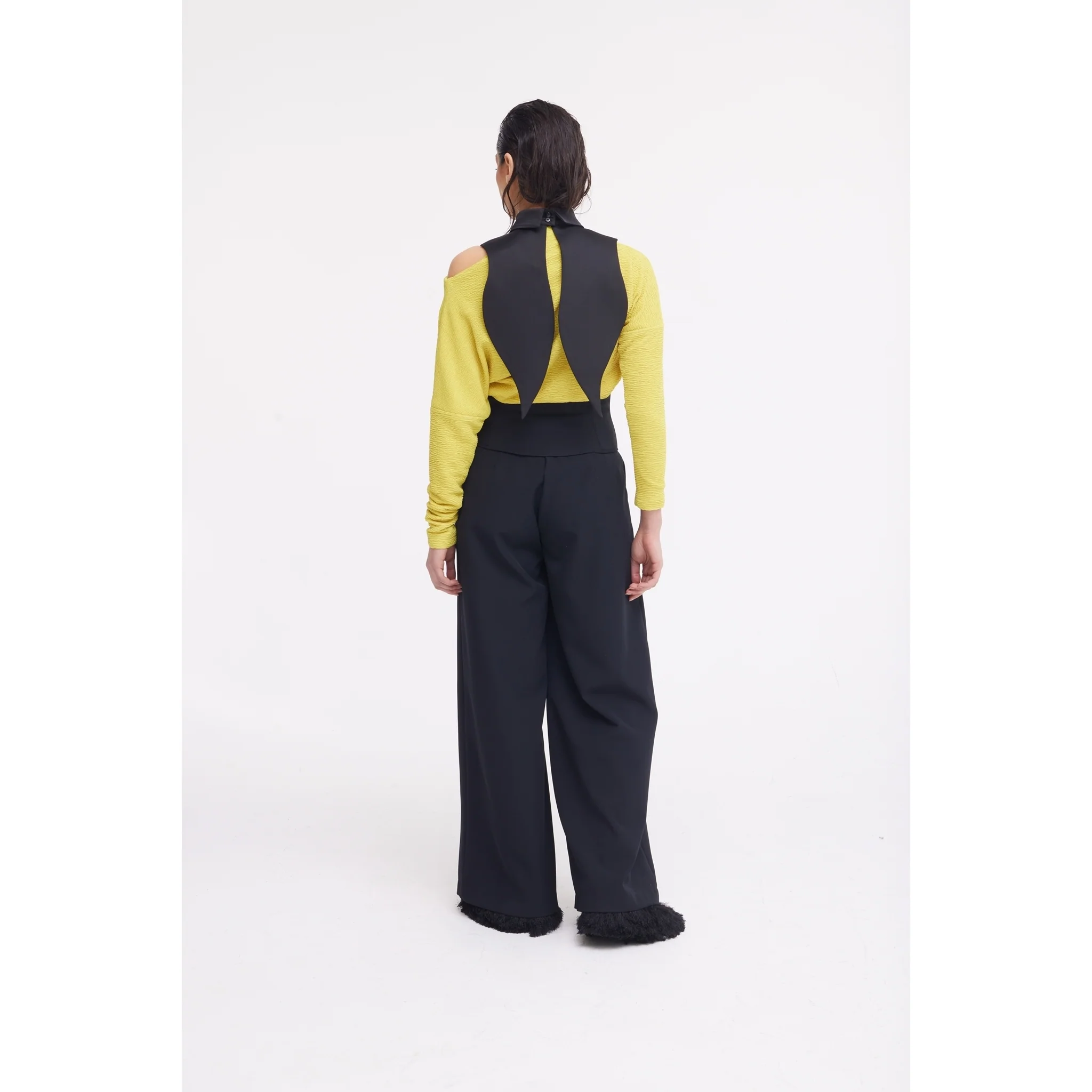 Buttoned Corset-Waist Black Tailored Trousers - Image 19