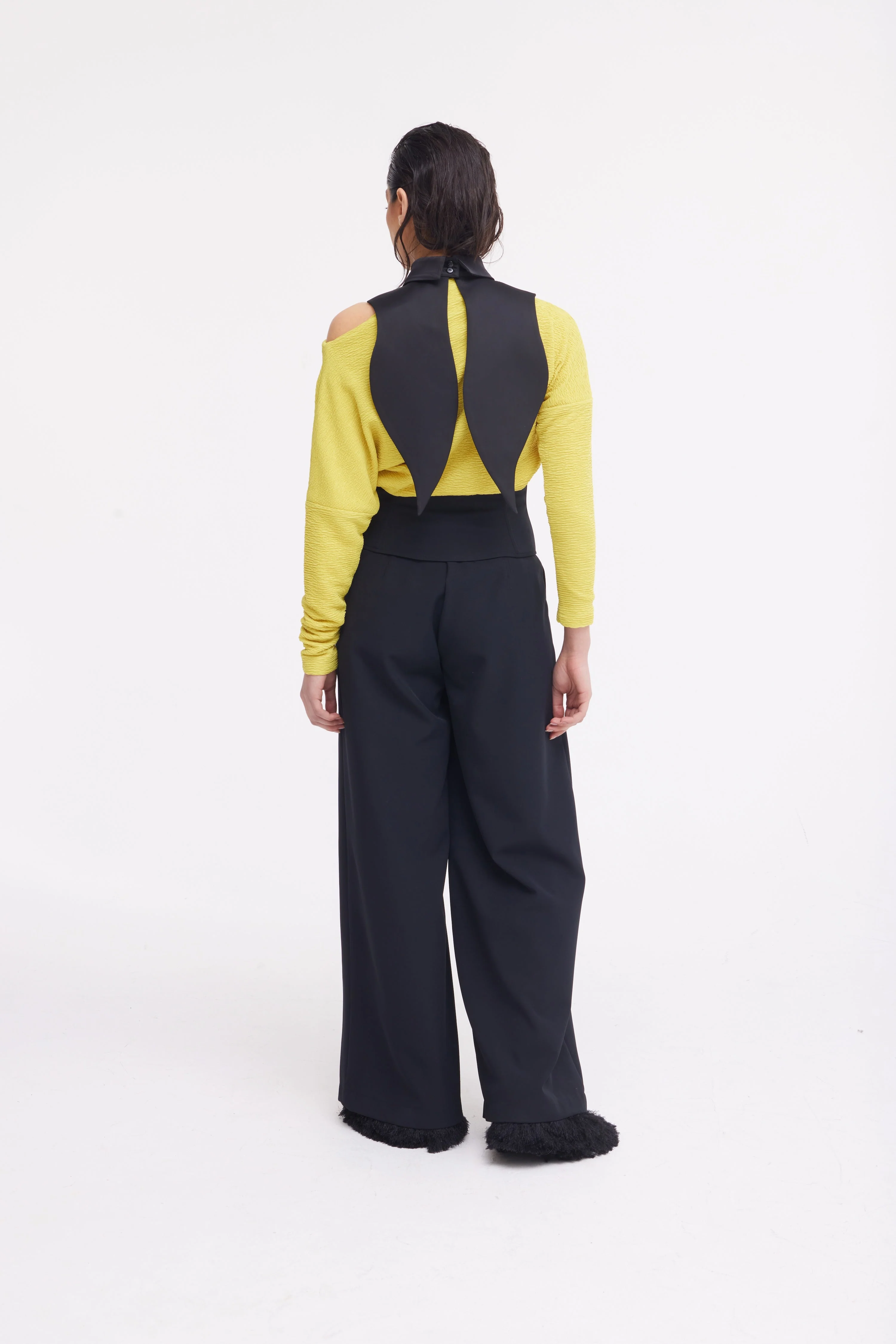 Buttoned Corset-Waist Black Tailored Trousers - Image 7