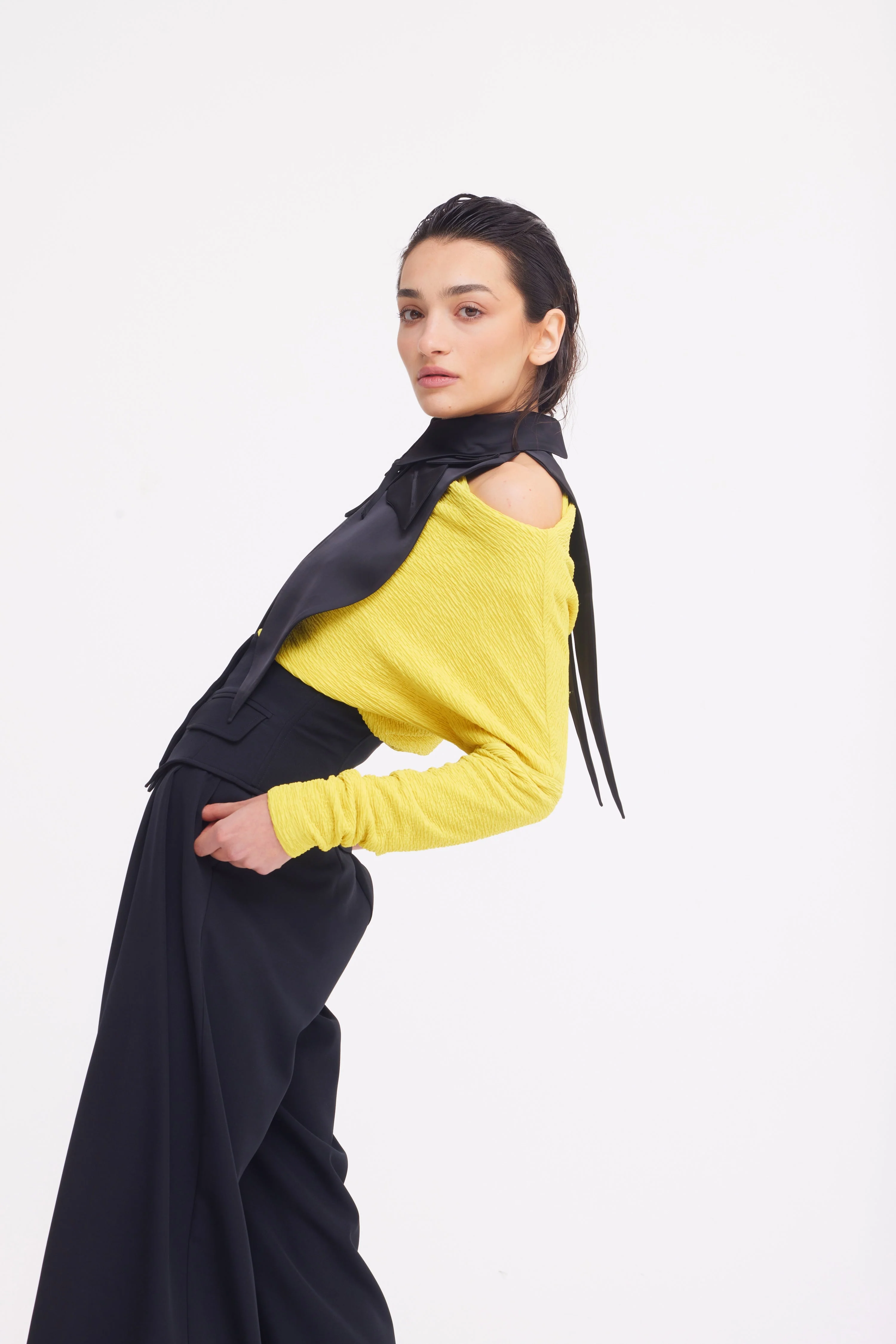 Buttoned Corset-Waist Black Tailored Trousers - Image 9