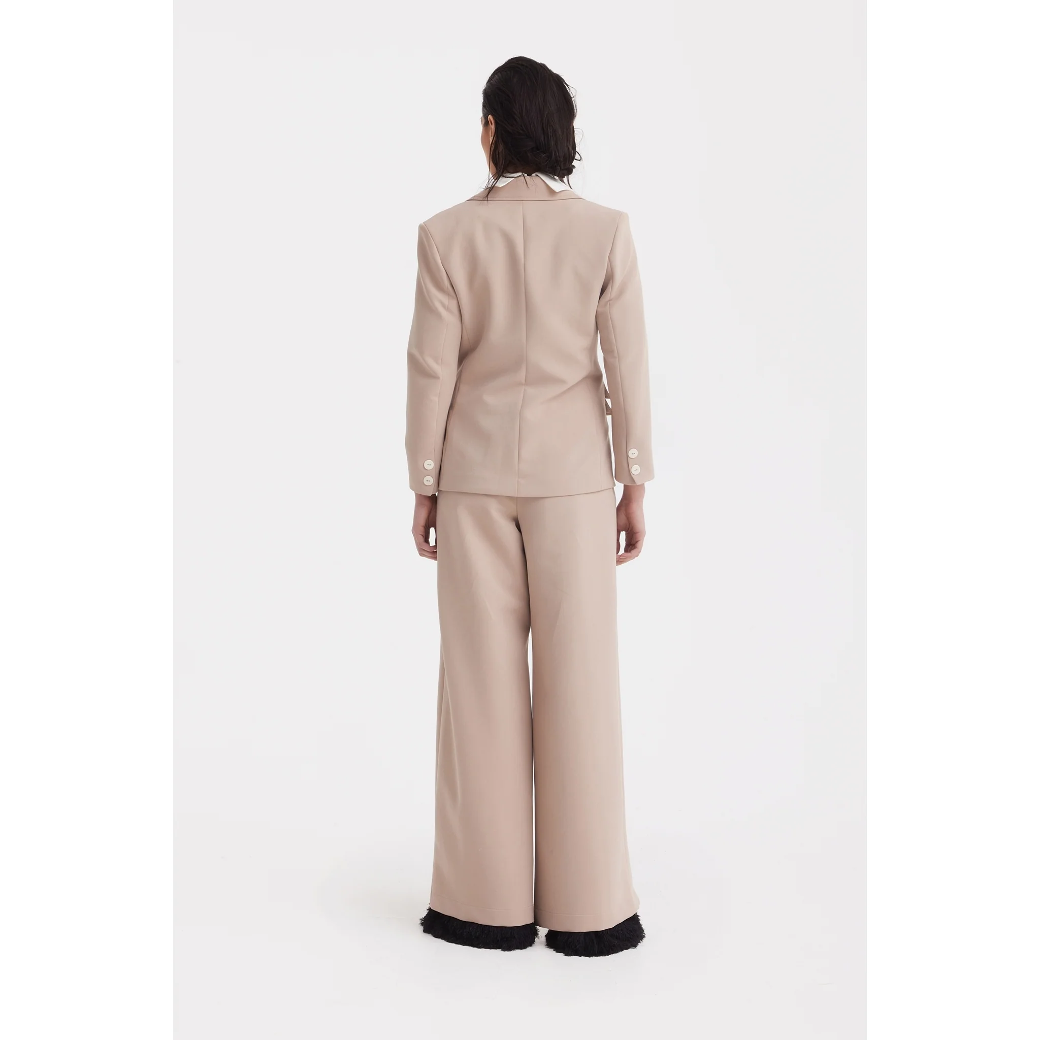 Classic Tailored Double-Breasted Blazer - Beige - Image 10