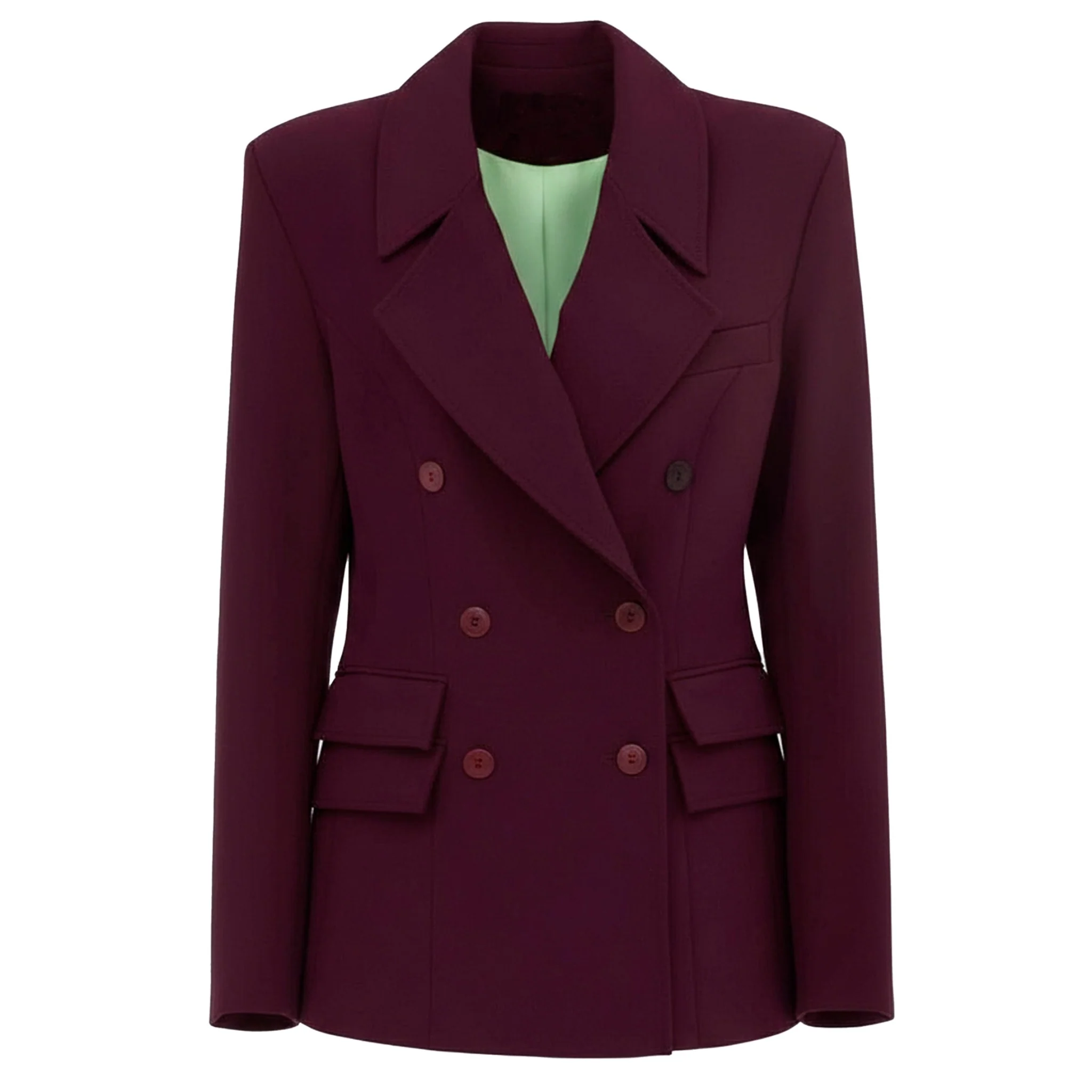 Classic Tailored Double-Breasted Blazer - Burgundy