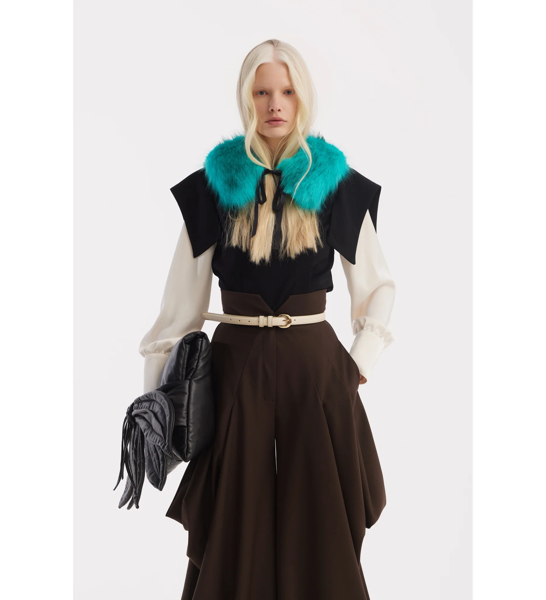 Couture Draped Wide-Leg Pants - Brown - Image 3