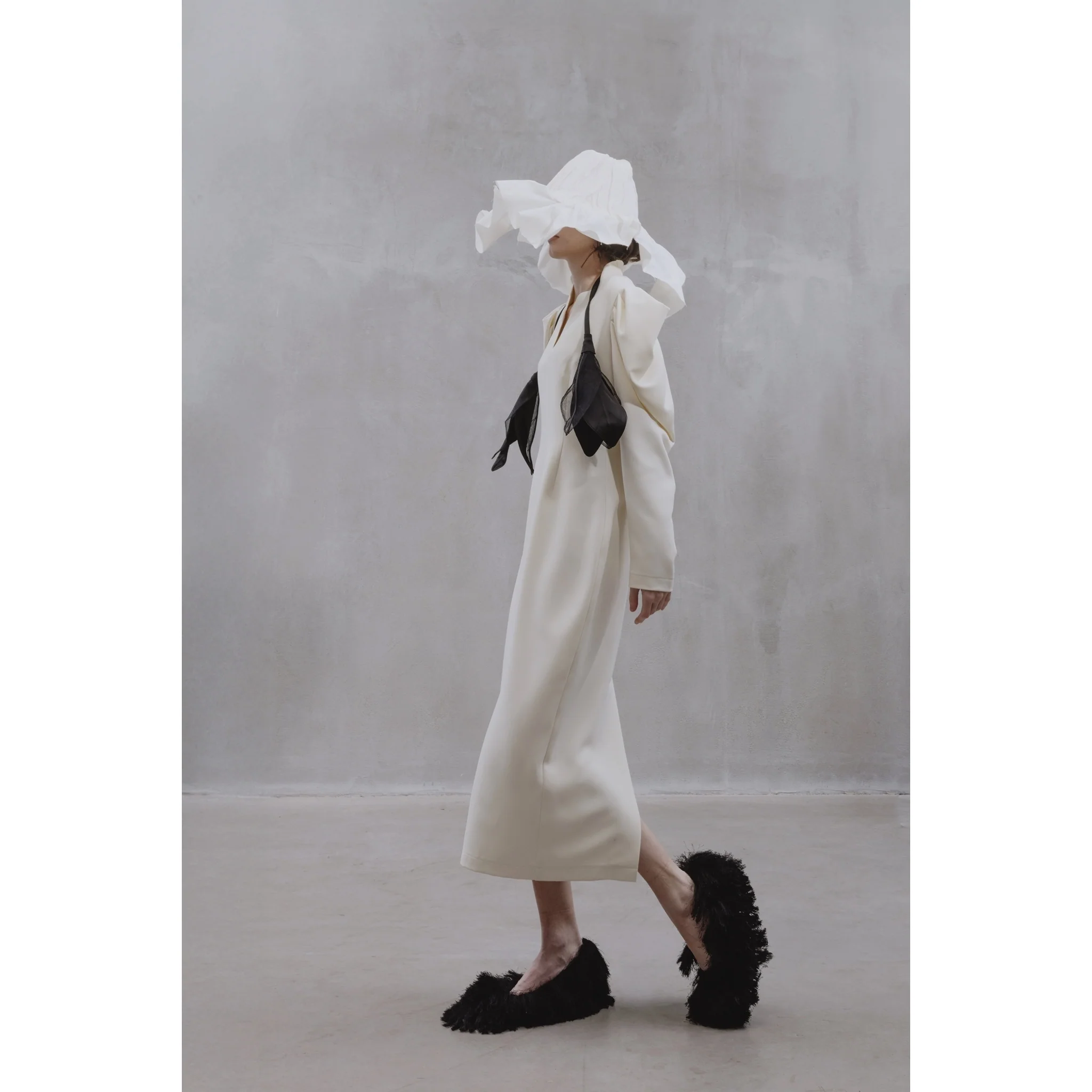 Crepe Midi Dress With Statement Sleeves - Ivory - Image 12