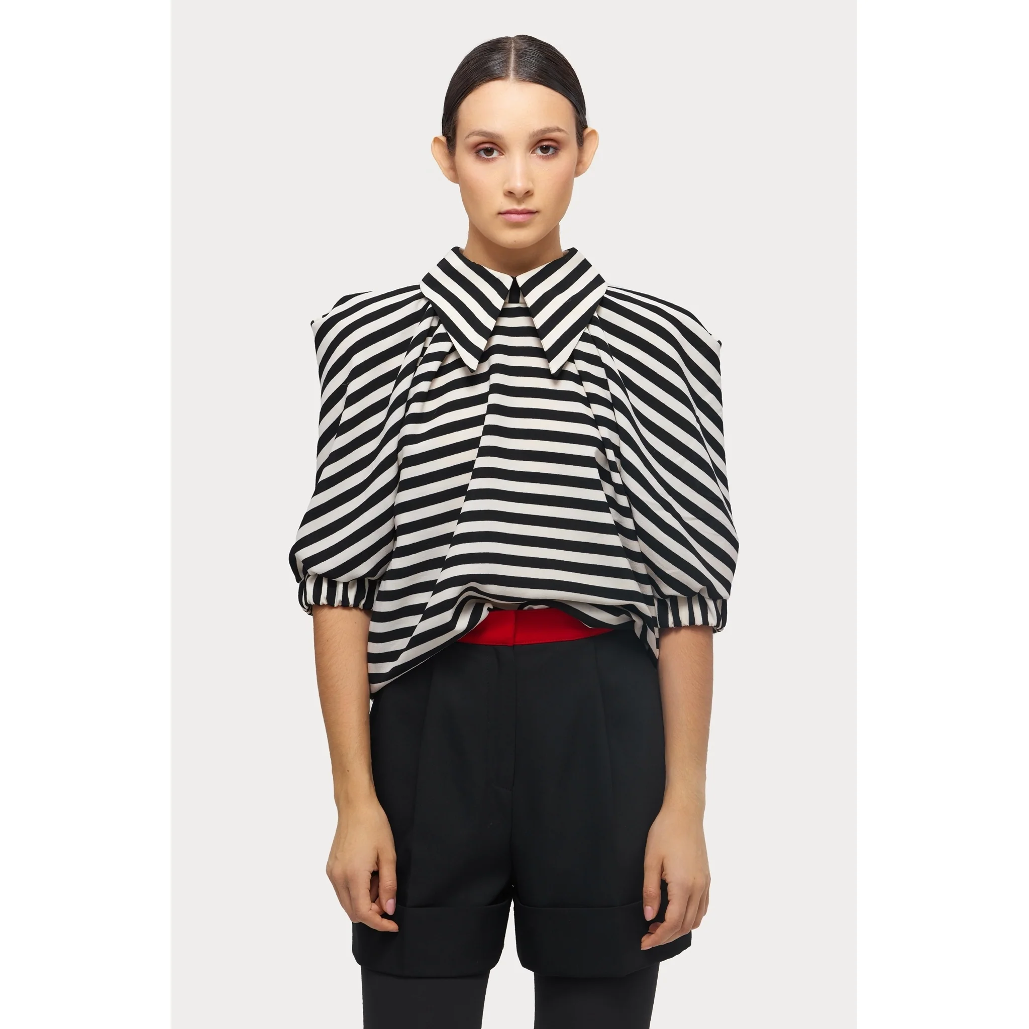 Designer Blouse With Black White Stripes - Image 2