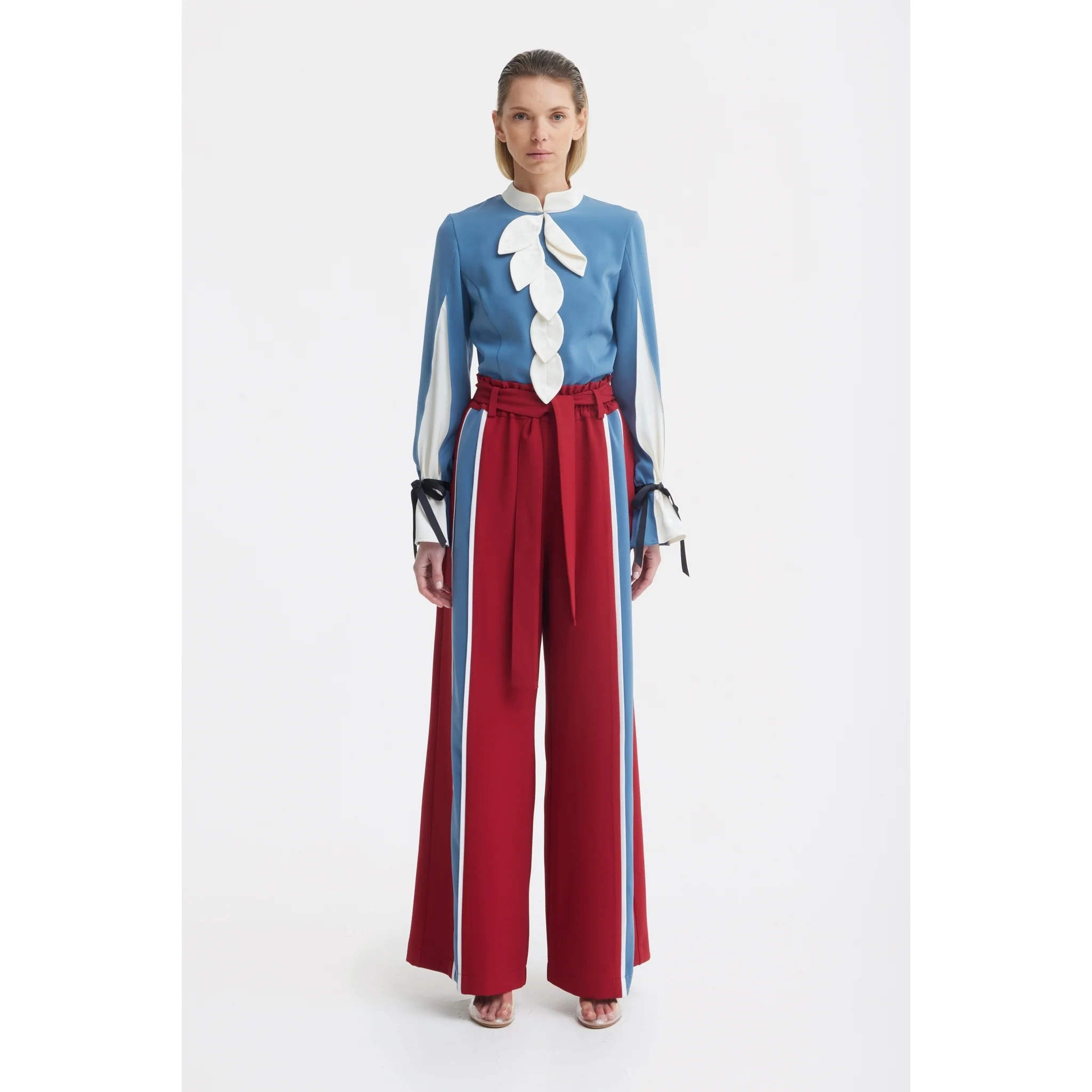 Elegant Fitted Blouse - Blue - Image 3