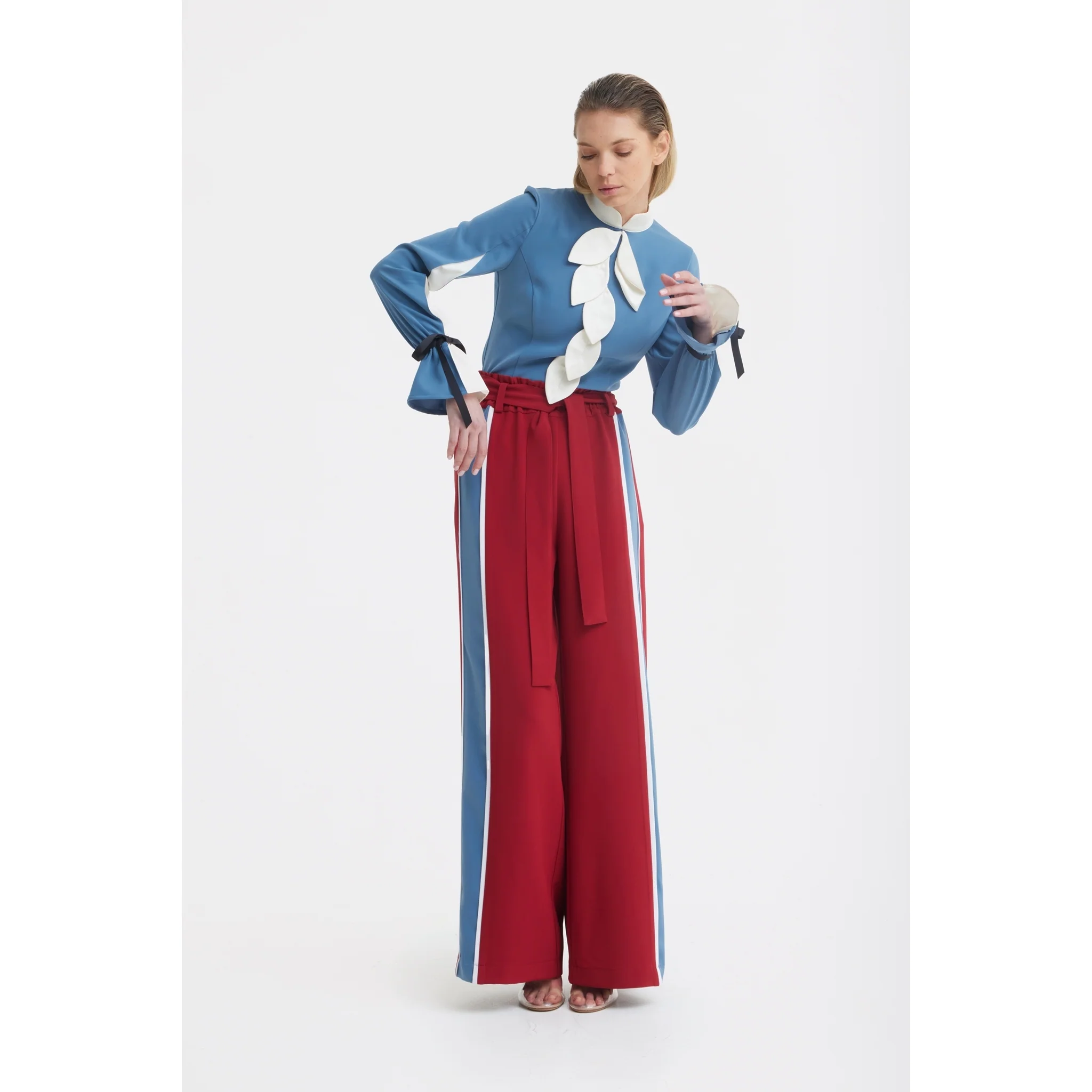 Elegant Fitted Blouse - Blue - Image 5