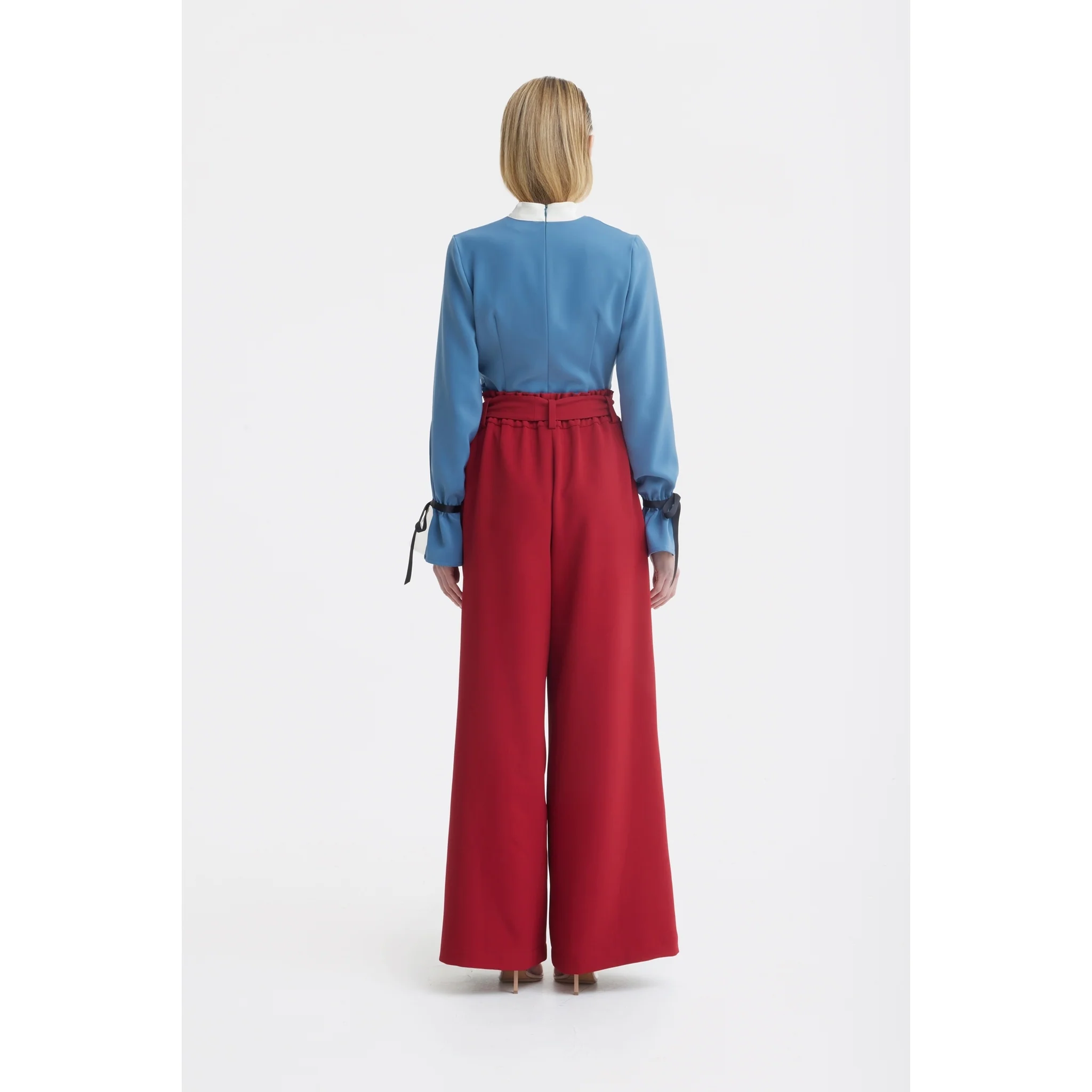 Elegant Fitted Blouse - Blue - Image 8