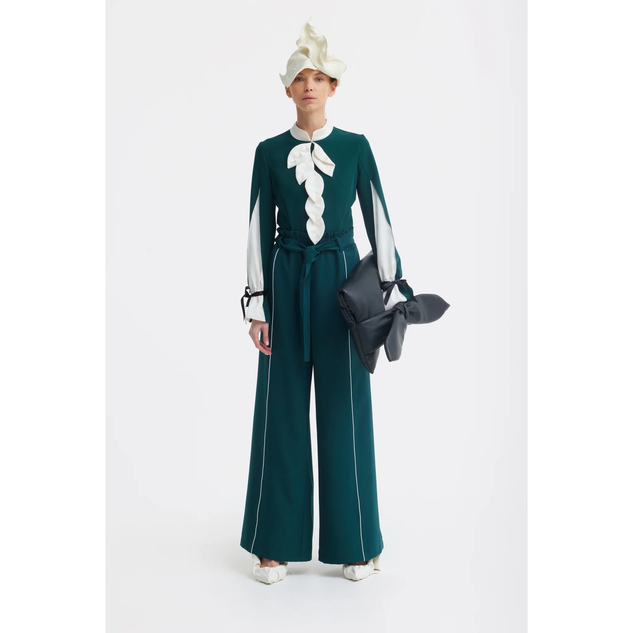 Elegant Fitted Blouse - Emerald - Image 4
