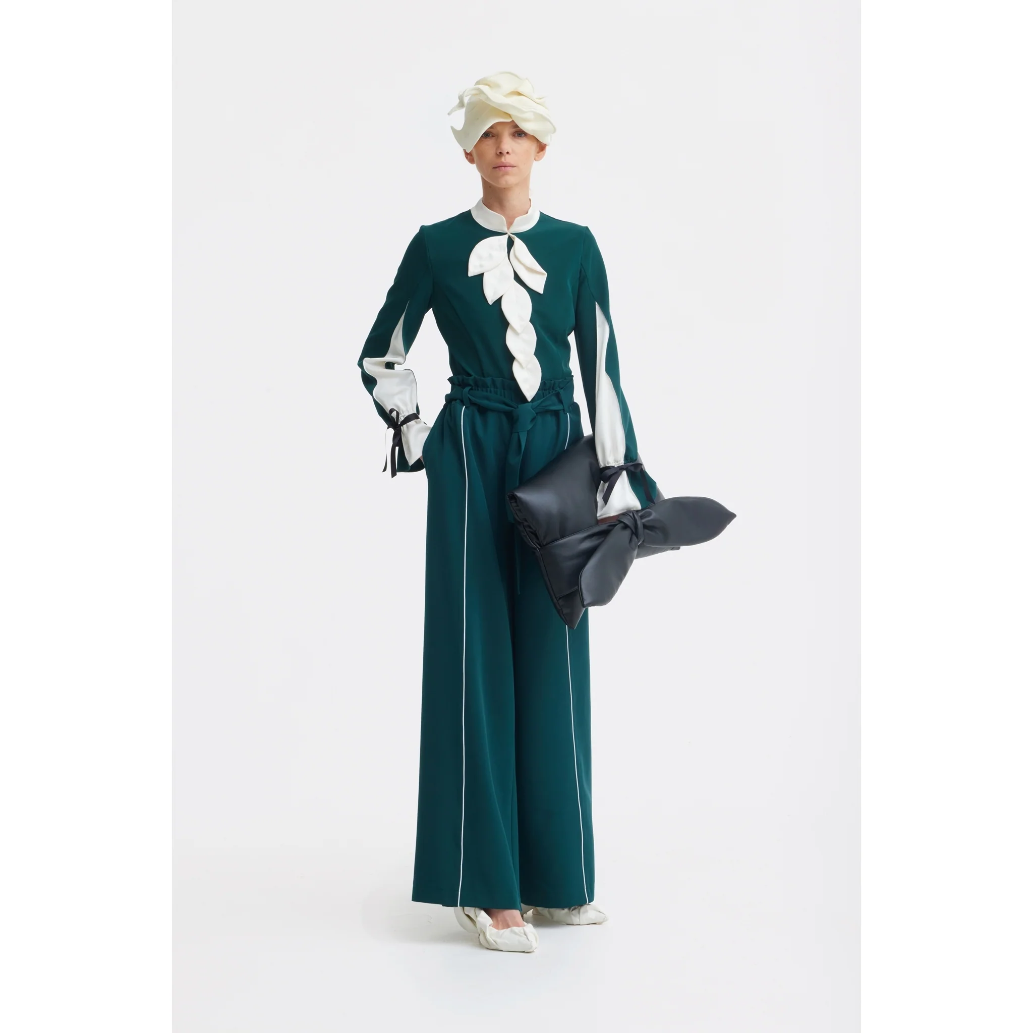 Elegant Fitted Blouse - Emerald - Image 6