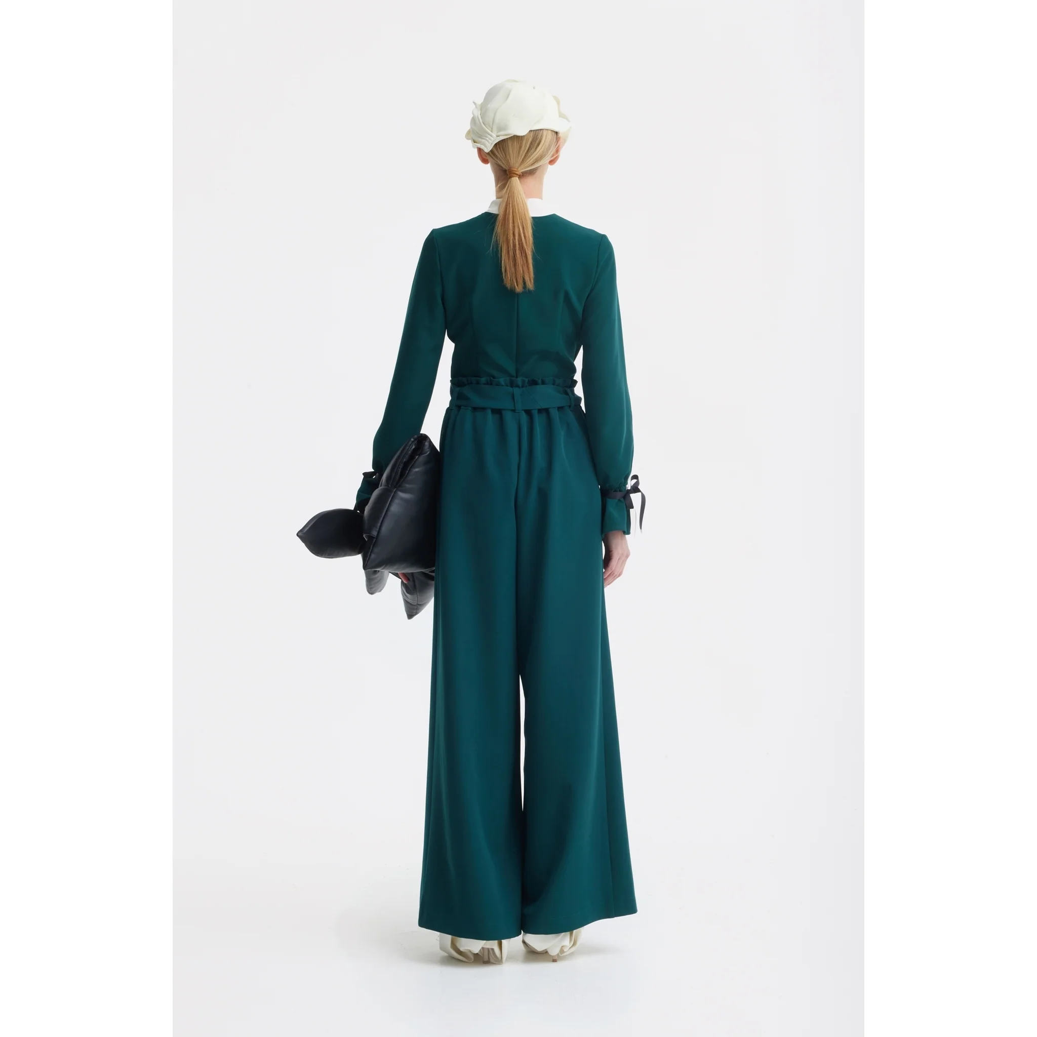 Elegant Fitted Blouse - Emerald - Image 9