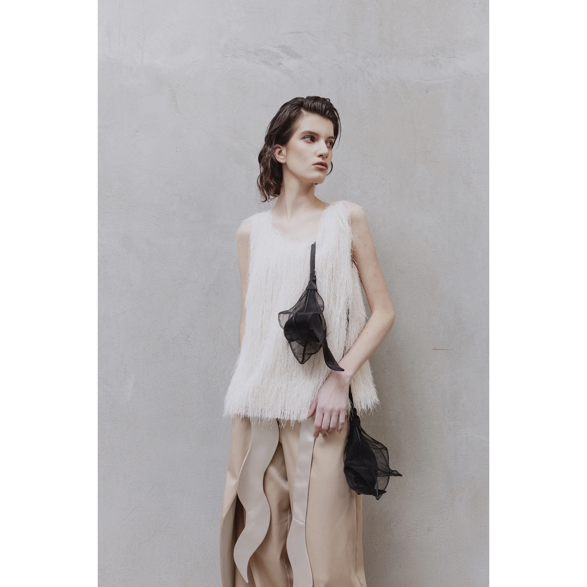 Fringe Sleeveless Top - Ivory - Image 4